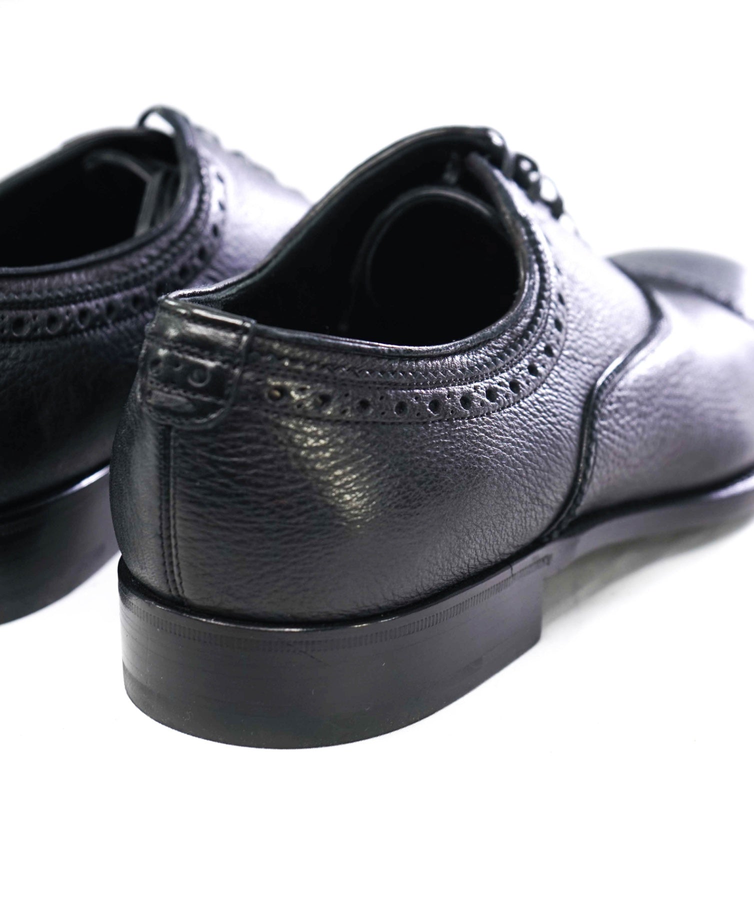 $950 Salvatore Ferragamo DEER SKIN Black Oxfords Leather 8.5 EE