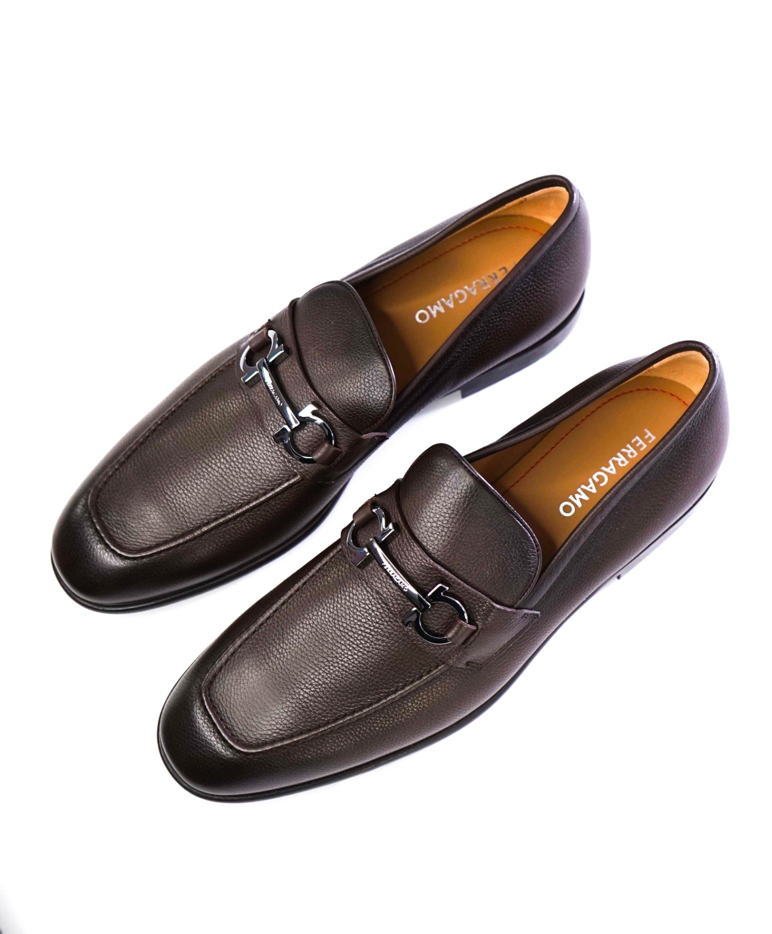 $895 SALVATORE FERRAGAMO - “FOSTER" Gancini Loafer Brown Leather - 10 E