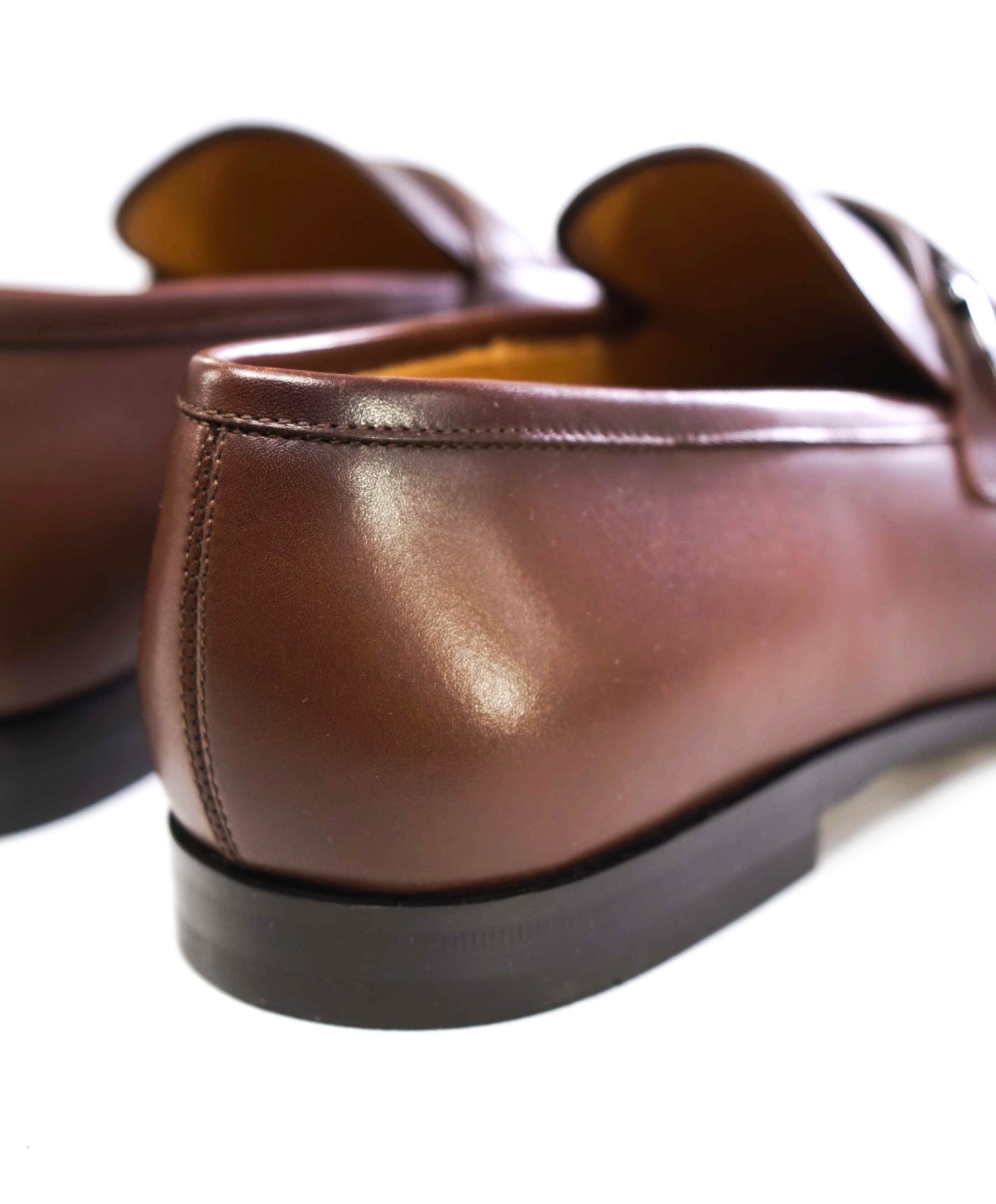 $990 Ferragamo Solid Brown "FLORIO" Loafers Leather Footwear 8.5 EE