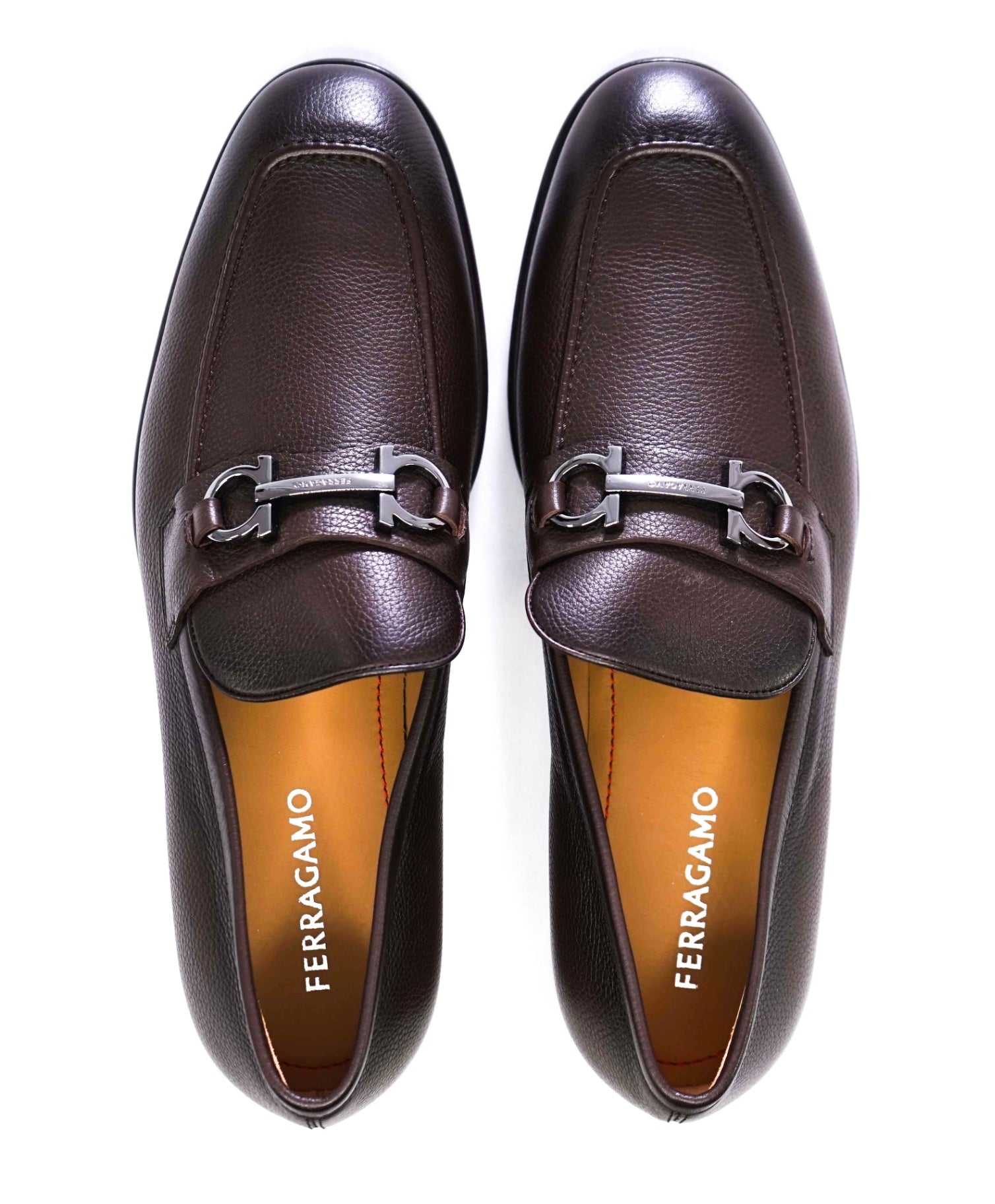 $895 SALVATORE FERRAGAMO - “FOSTER" Gancini Loafer Brown Leather - 10 E