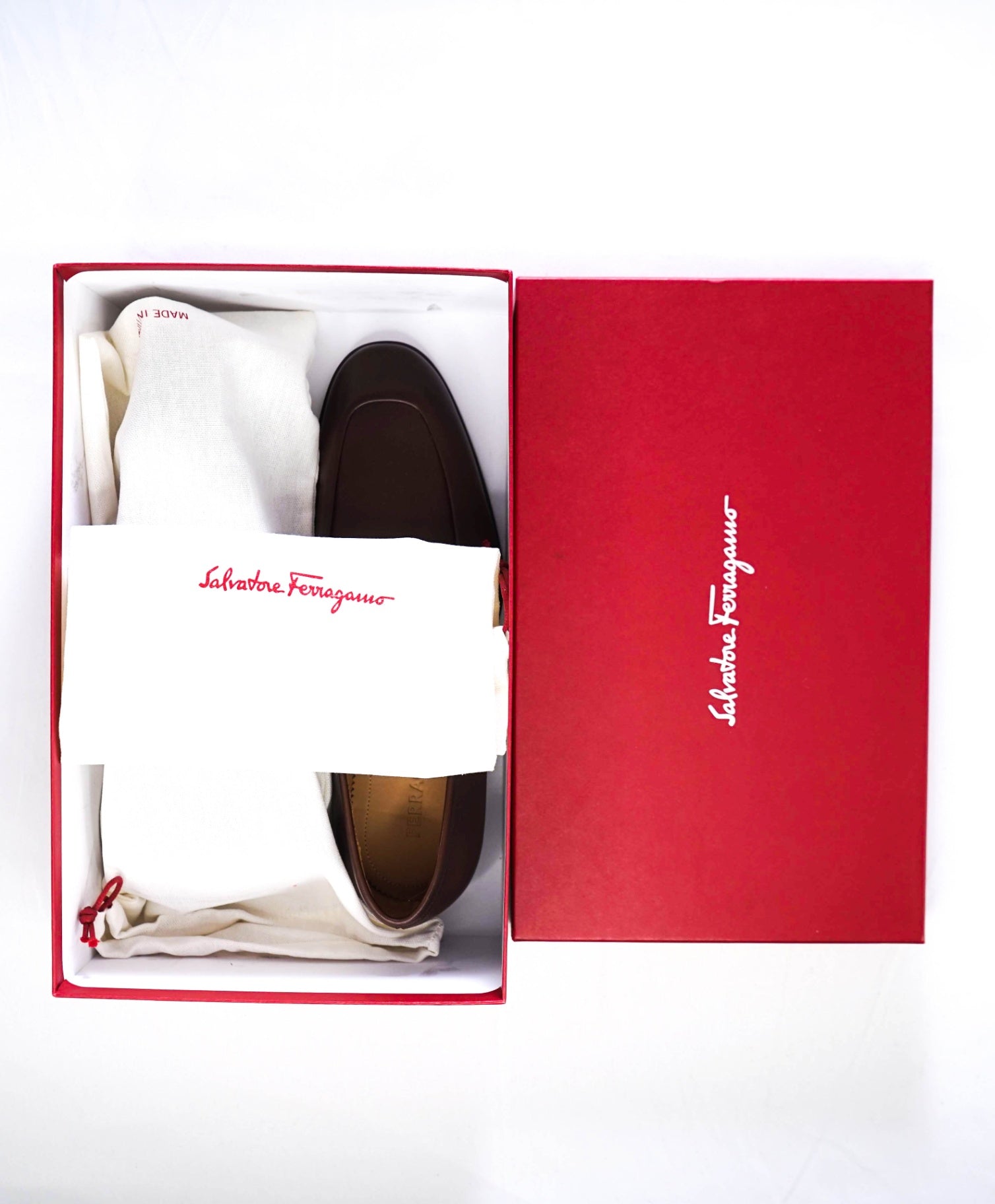 $990 Ferragamo Solid Brown "FLORIO" Loafers Leather Footwear 8.5 EE