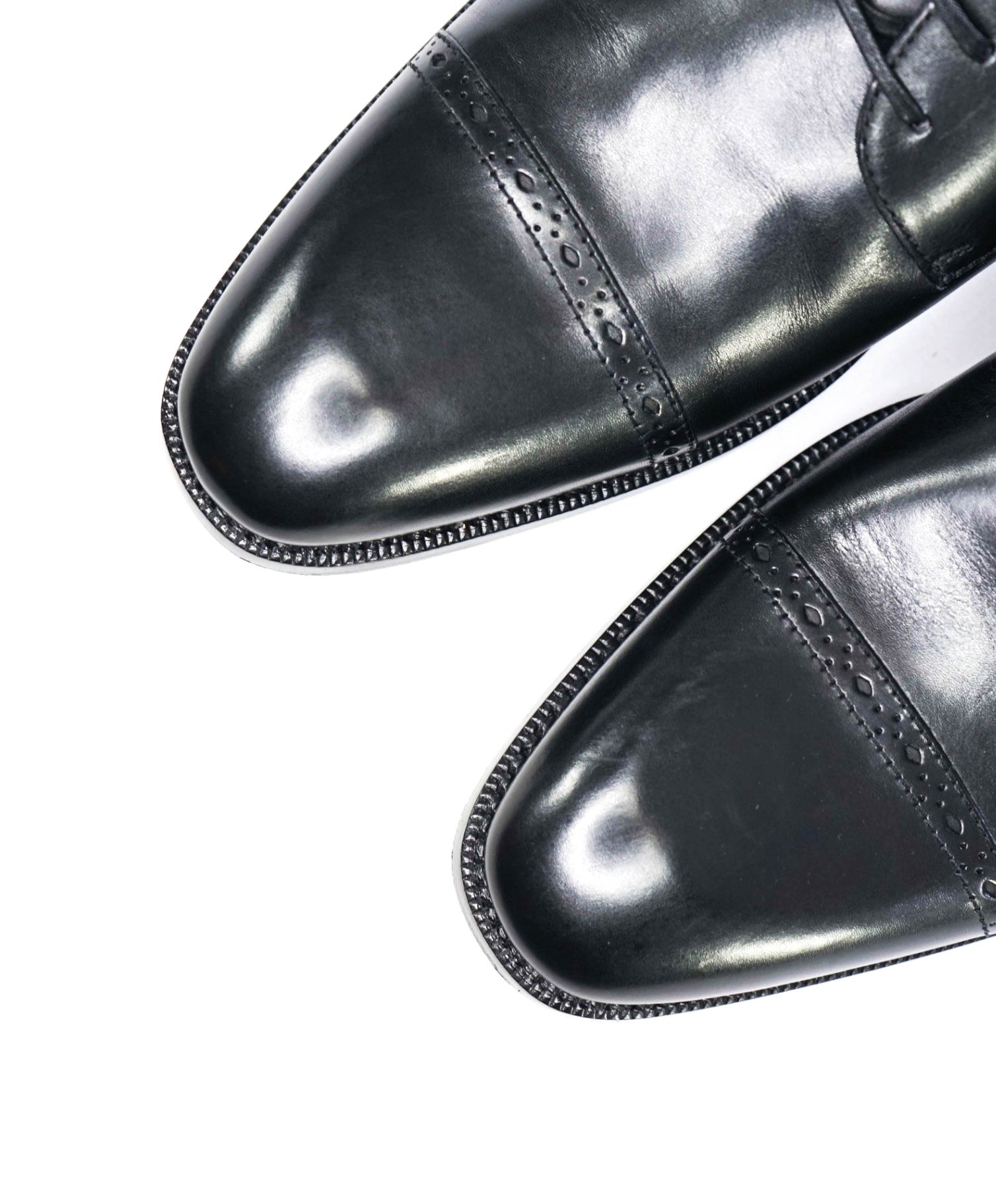$950 Ermenegildo Zegna Solid Black Leather Oxfords US 10 (UK 9)