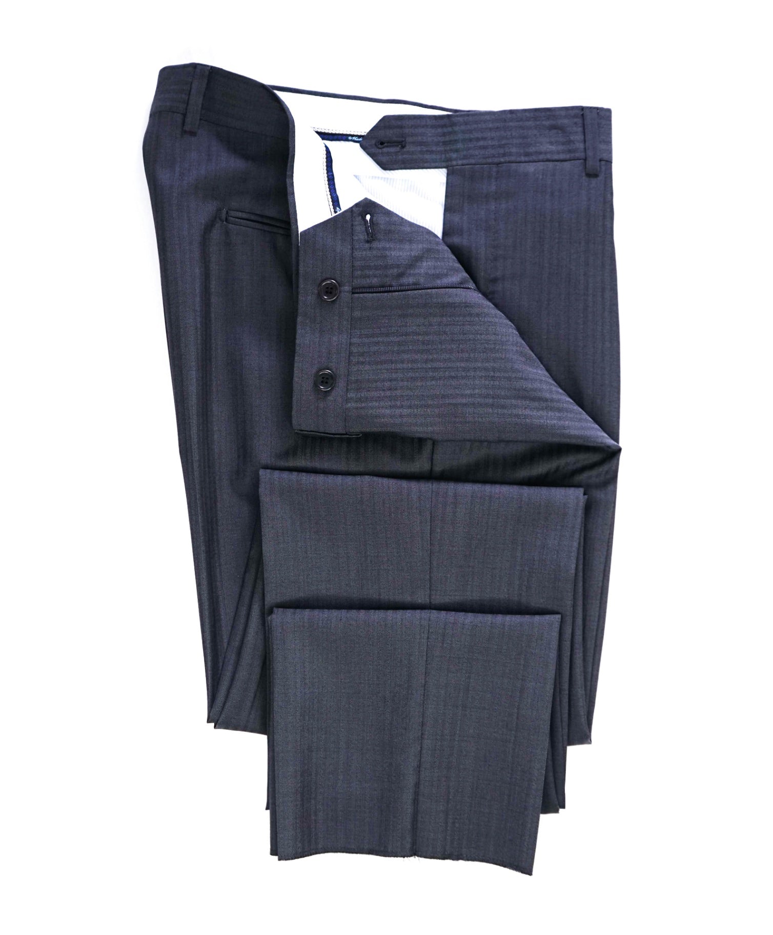 $395 Saks Fifth Avenue Tonal Grey "MODERN FIT" Herringbone Wool/Silk Pants 34W