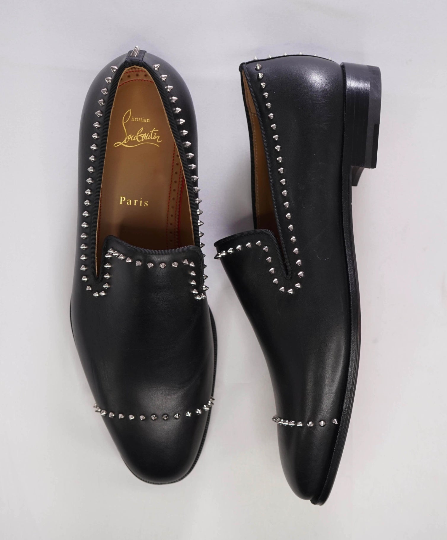 $1,200 CHRISTIAN LOUBOUTIN - *DANDY CLOO* Black Spike Loafers - 9 US (42 EU)