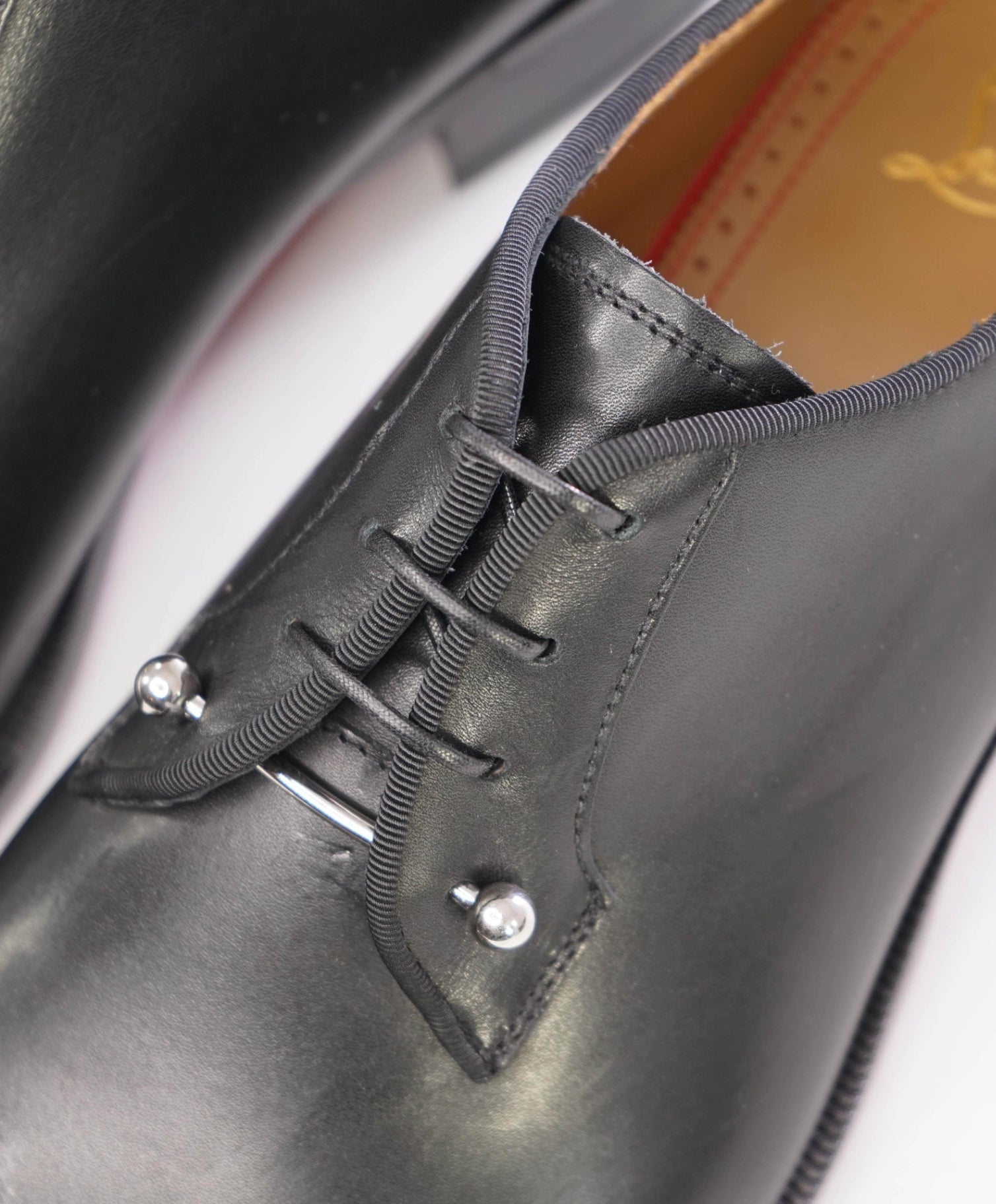 $1,250 Christain Louboutin Paris Solid Black Leather Oxfords US 10.5 UK 9.5