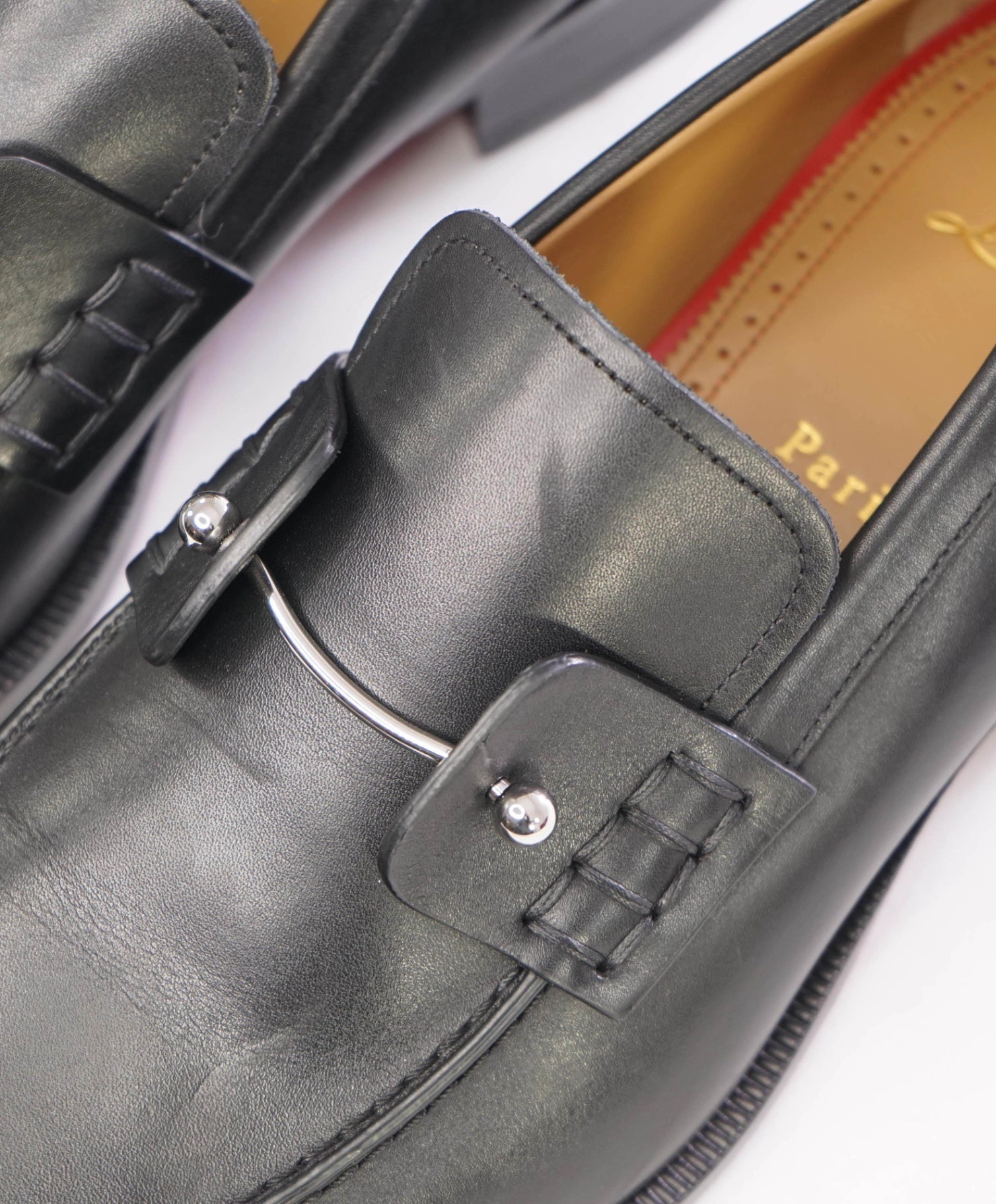 $1,095 Christain Louboutin Solid Black Loafers Leather 8US (41 EU)