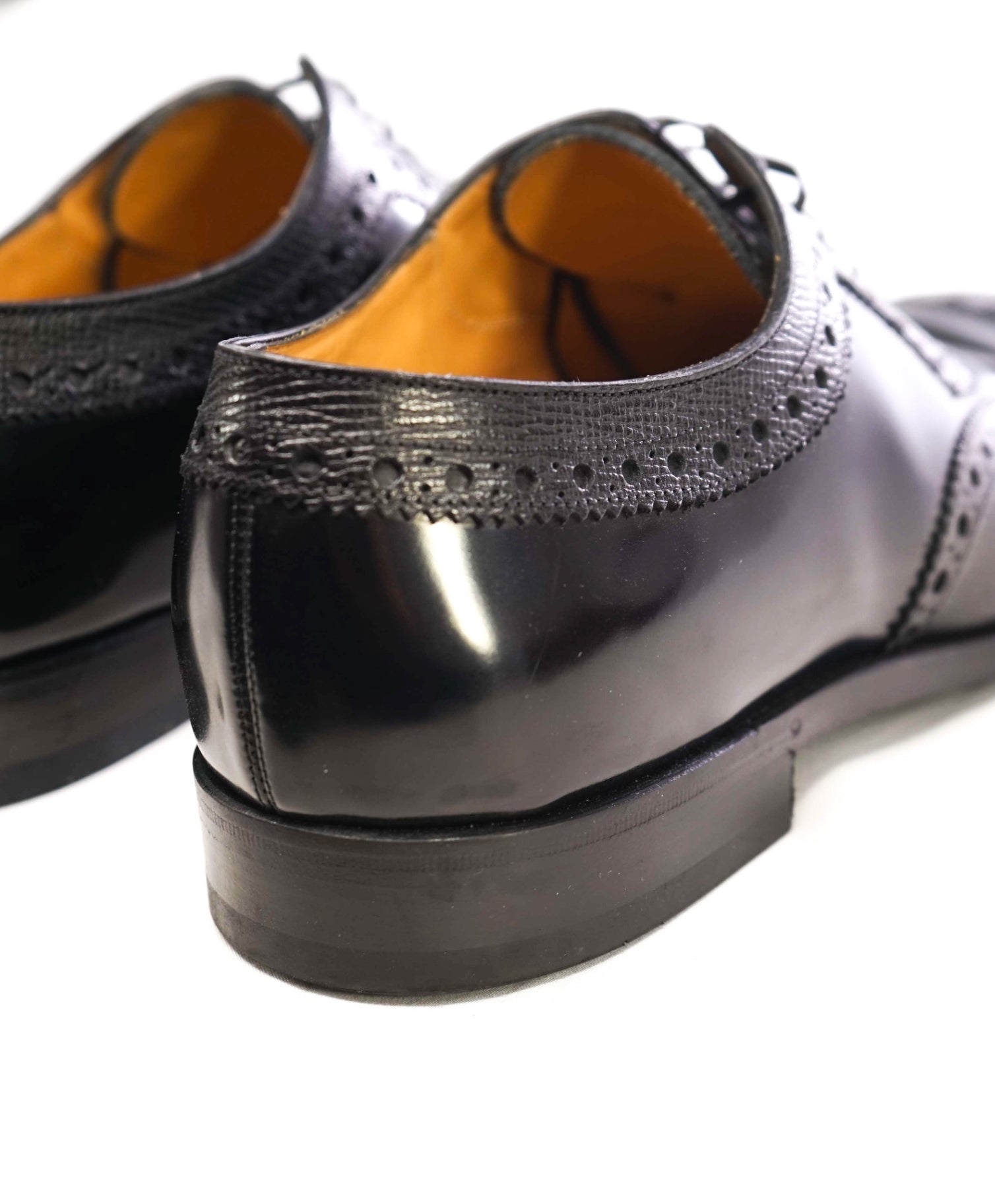 $950 Ferragamo Black Mixed-Media Brogue Oxfords - 10 3E US