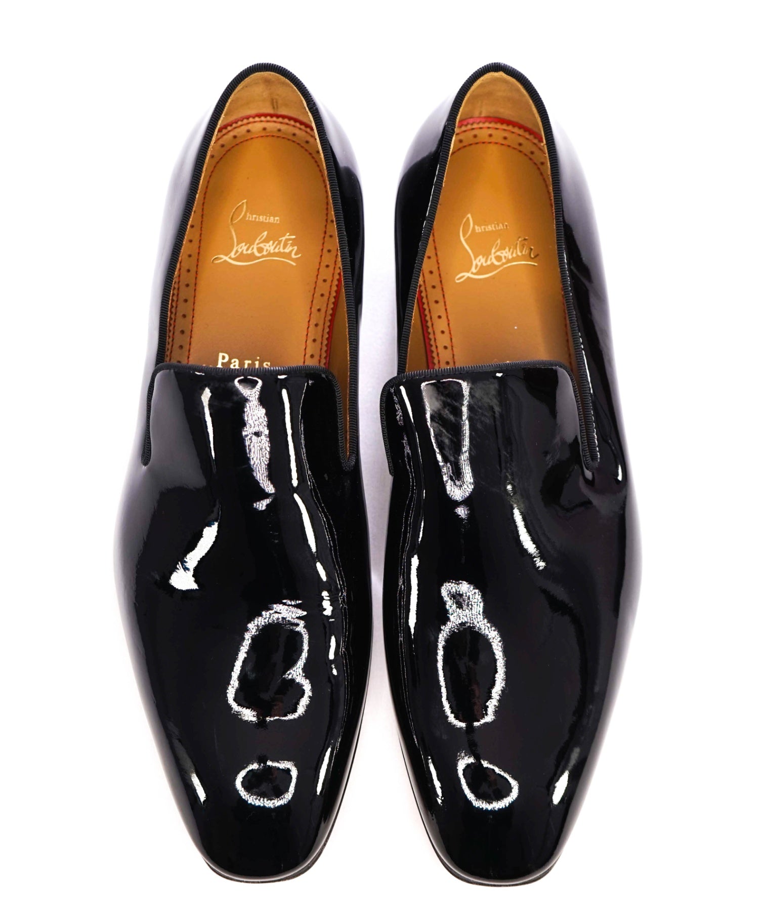$1,250 Christain Louboutin DANDELION Black Patent Loafer 7US (40EU)