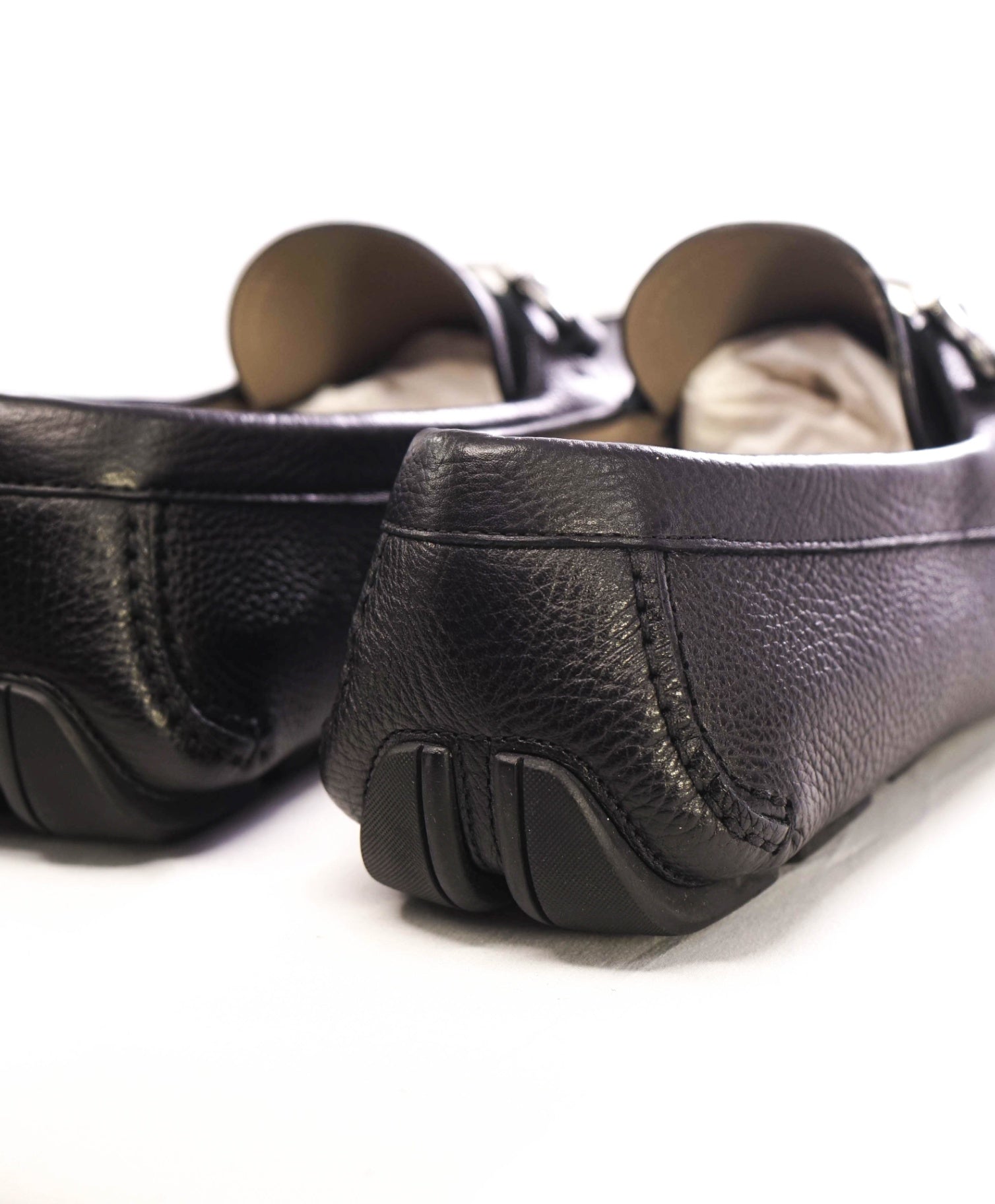 $795 Salvatore Ferragamo Black Pebbled Leather "PARIGI" Loafers 10.5 D