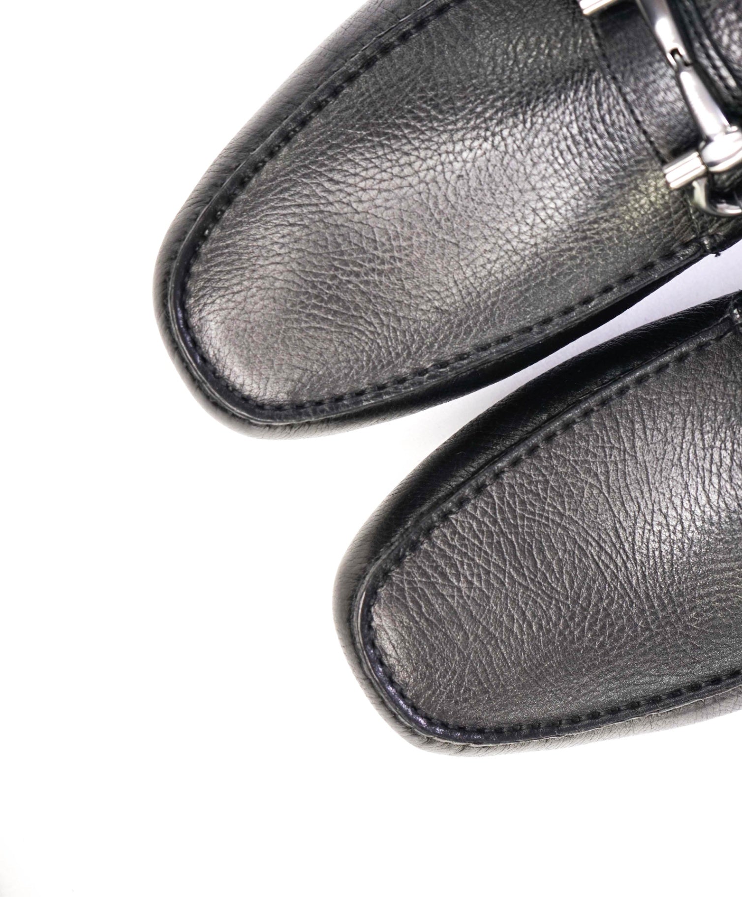 $795 Salvatore Ferragamo Black Pebbled Leather "PARIGI" Loafers 10.5 D