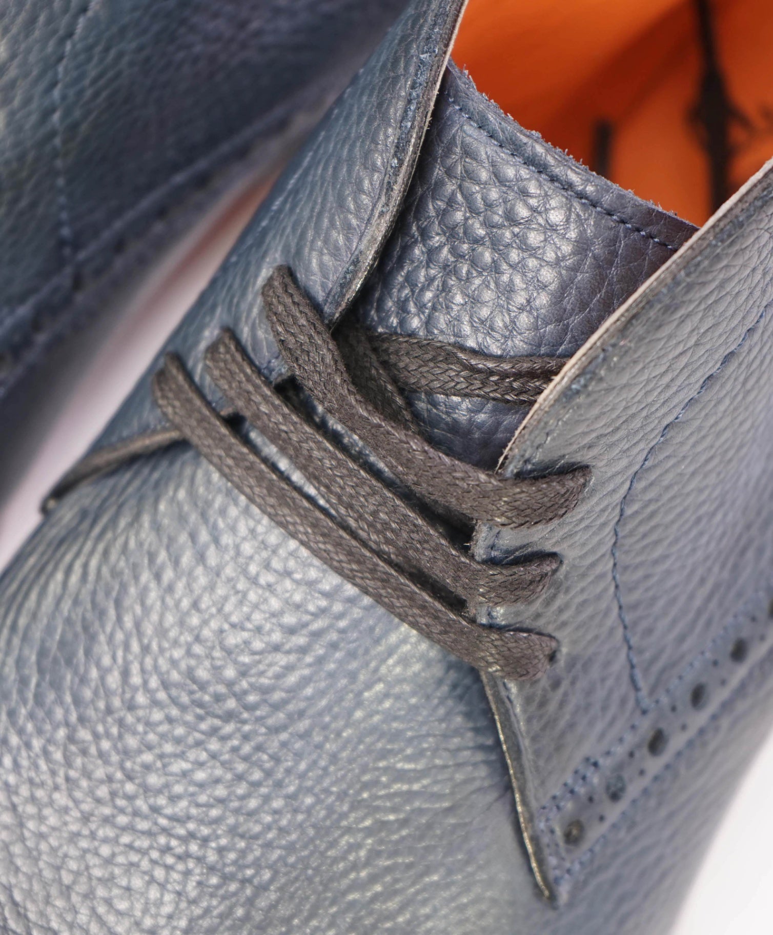 $950 Santoni Pebbled Navy Leather FATTE A MANO Ankle Boot 9.5 US (8.5UK)