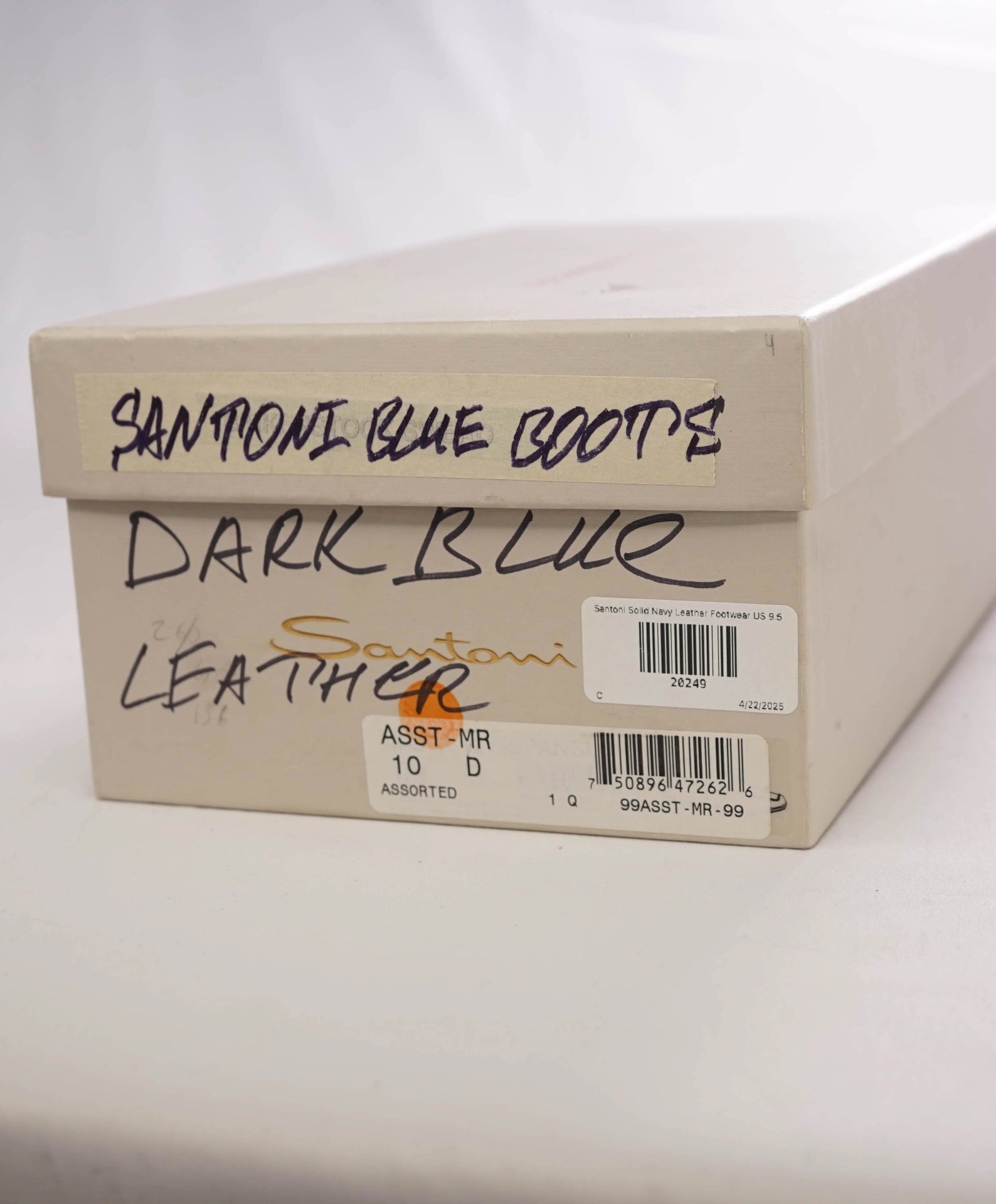$950 Santoni Pebbled Navy Leather FATTE A MANO Ankle Boot 9.5 US (8.5UK)