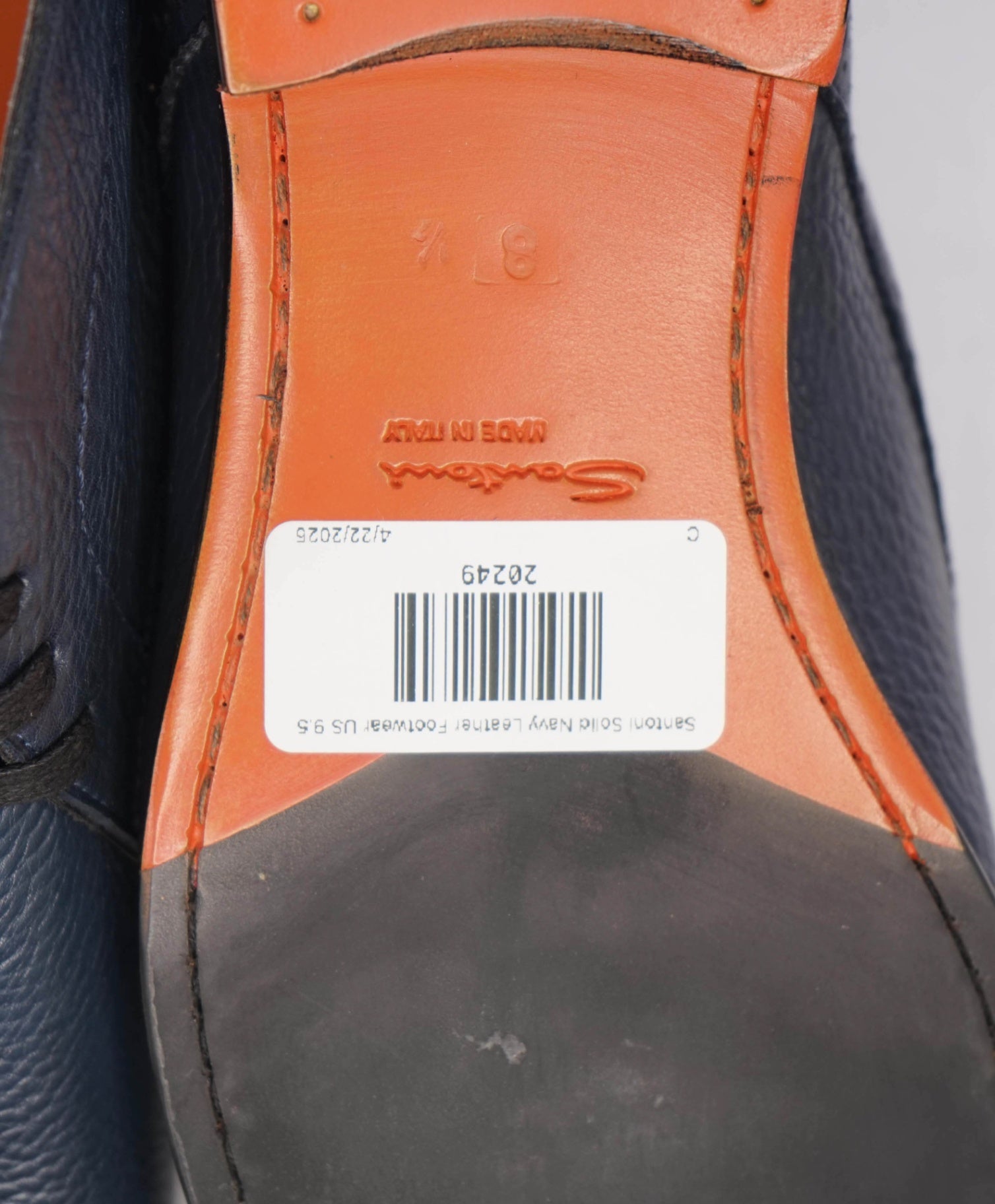 $950 Santoni Pebbled Navy Leather FATTE A MANO Ankle Boot 9.5 US (8.5UK)