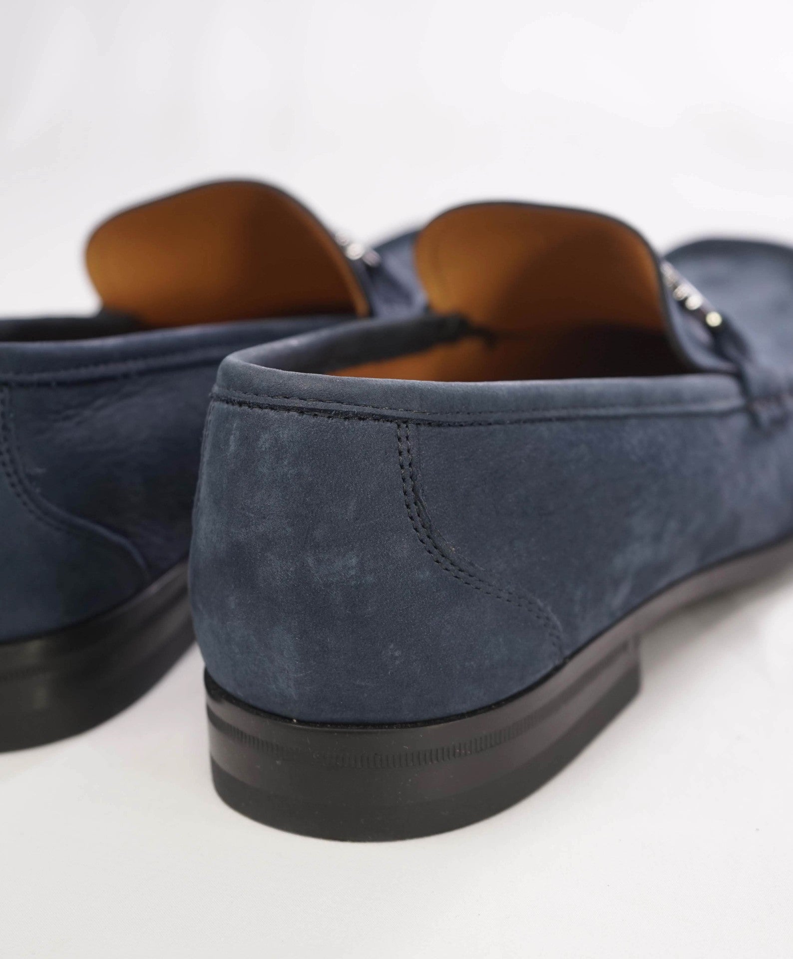 $850 Salvatore Ferragamo Blue Suede "GRANDIOSO" Loafers 10 E