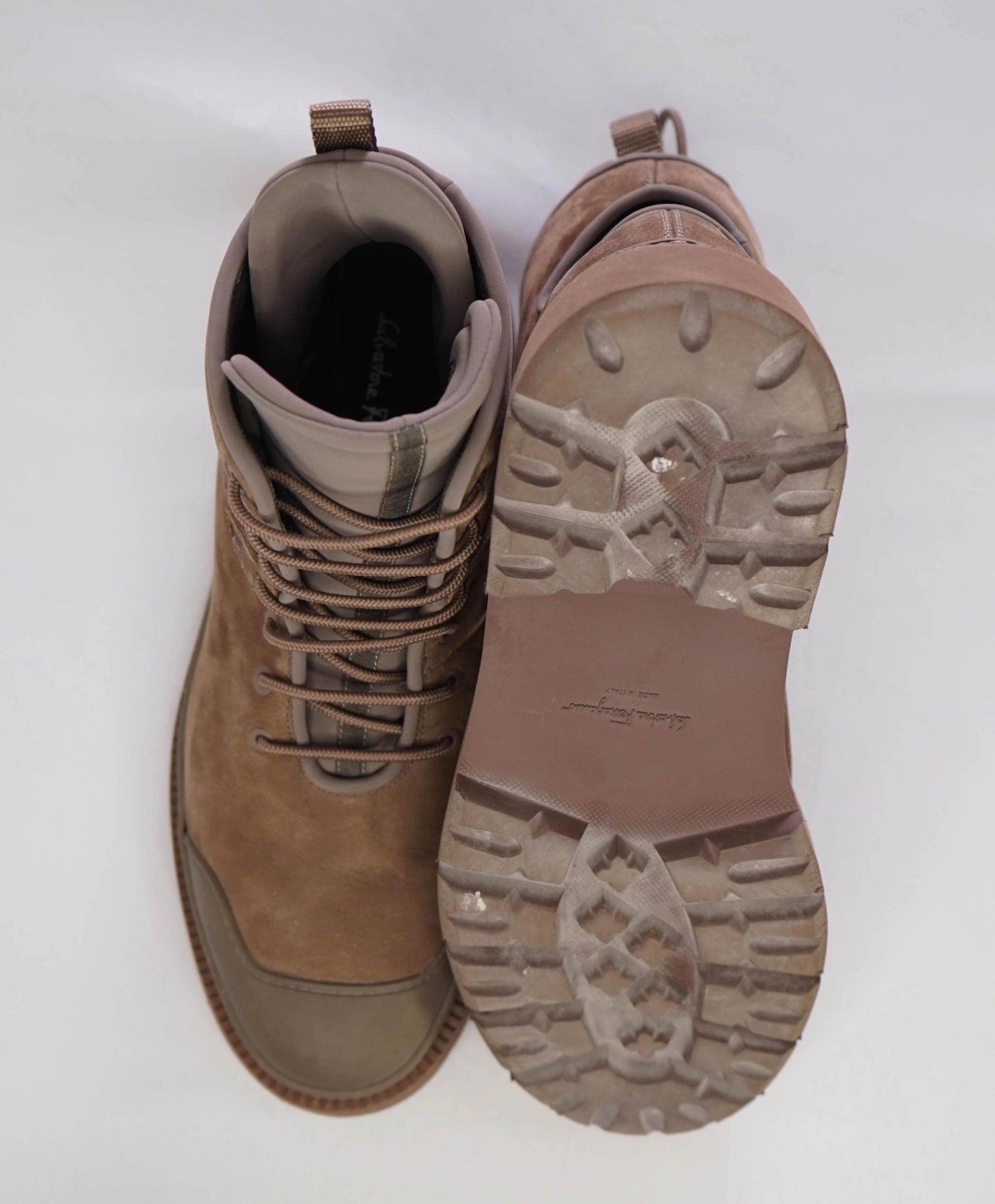 $1,150 Salvatore Ferragamo "TOLK" Brown Suede Hiking Boot 8.5 M