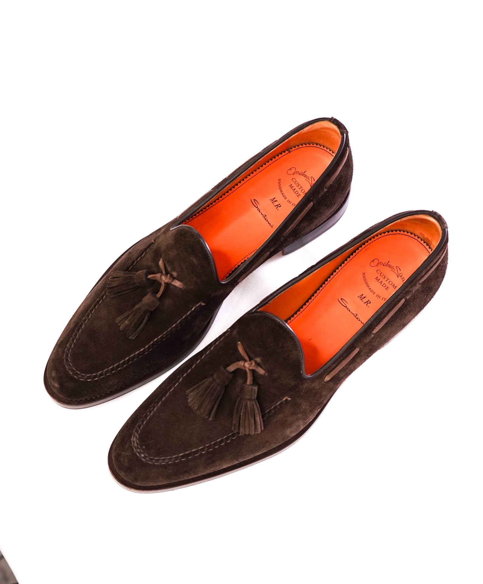 $1,595 Santoni CUSTOM Brown Tassel Loafers Suede US 11 (UK 10)