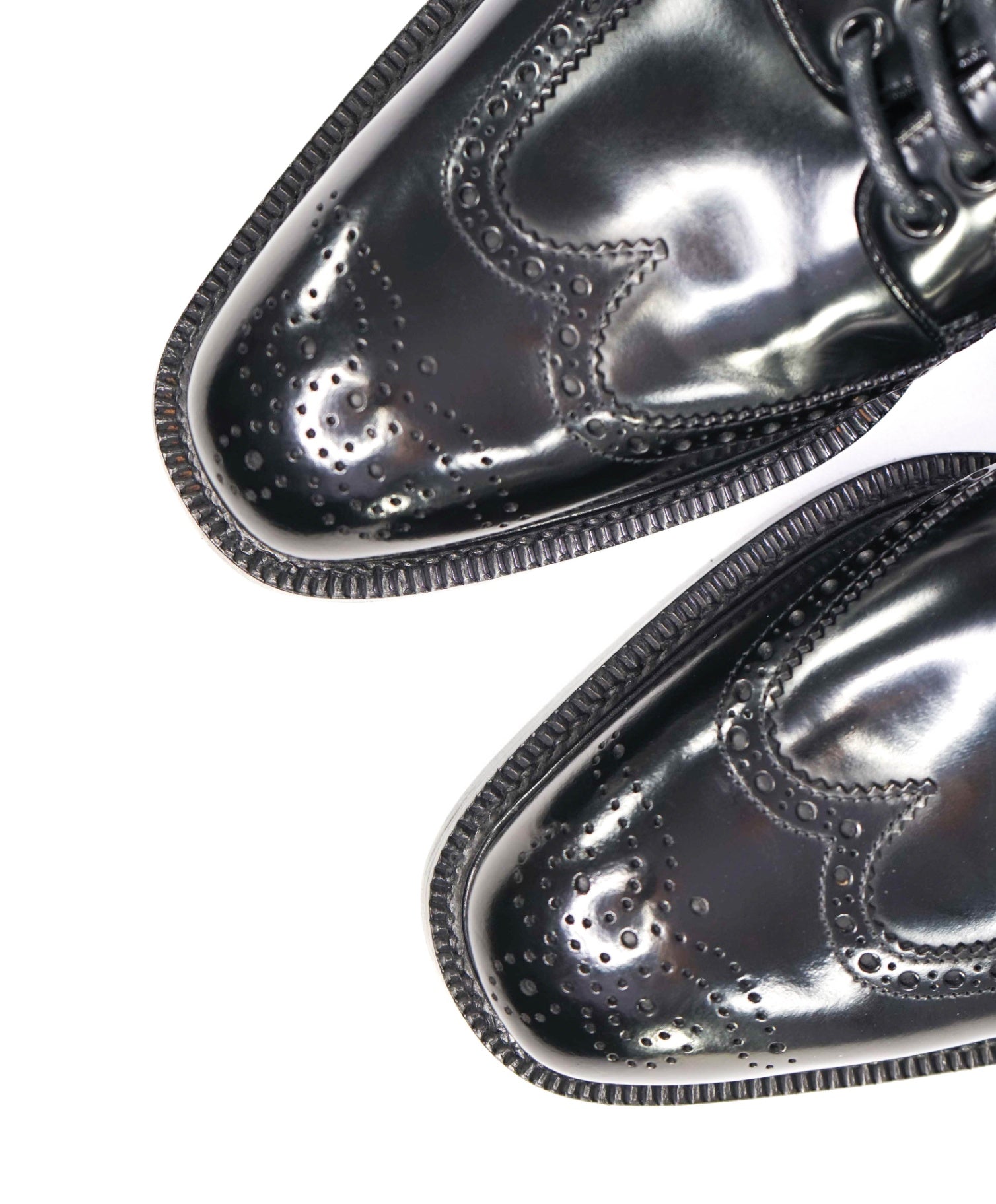 $1,150 Prada Classic Black Leather Brogue Wingtip Oxfords 8.5 (7.5 UK)