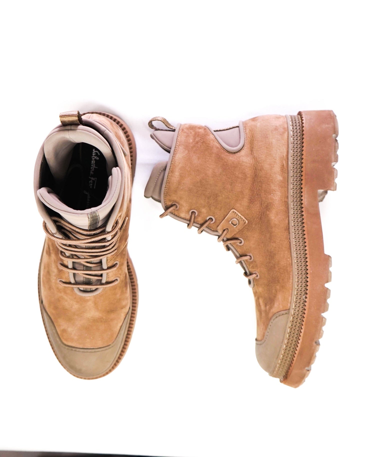 $1,150 Salvatore Ferragamo "TOLK" Brown Suede Hiking Boot 8.5 M