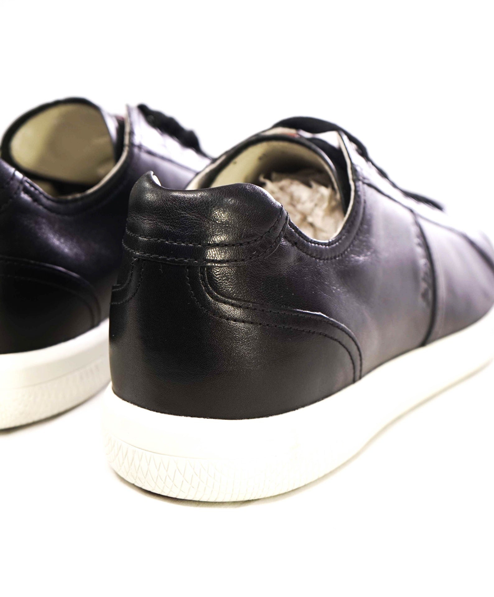 $950 Prada LINEA ROSSA Black Leather Sneaker 10.5US (9.5 UK)