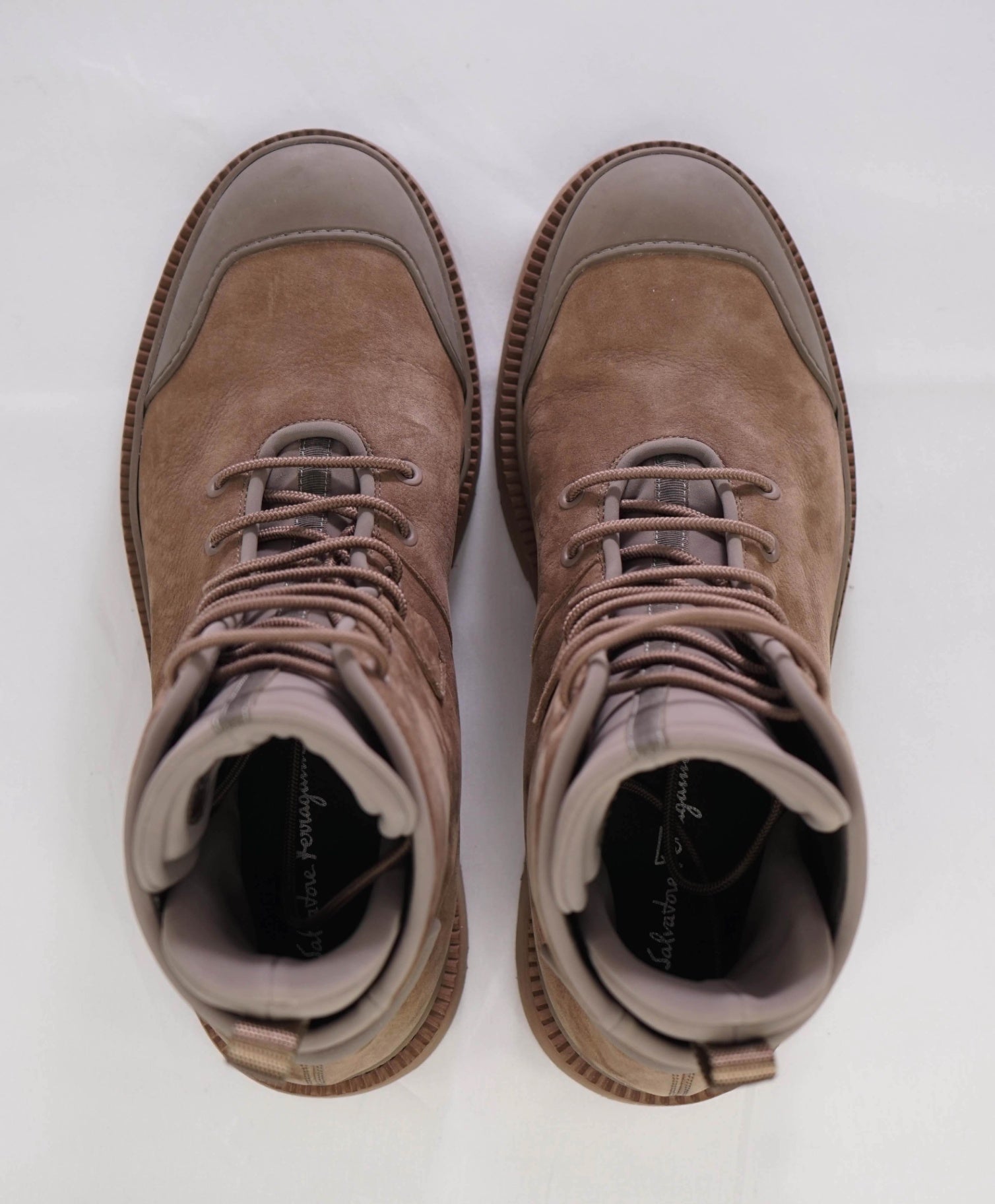 $1,150 Salvatore Ferragamo "TOLK" Brown Suede Hiking Boot 8.5 M