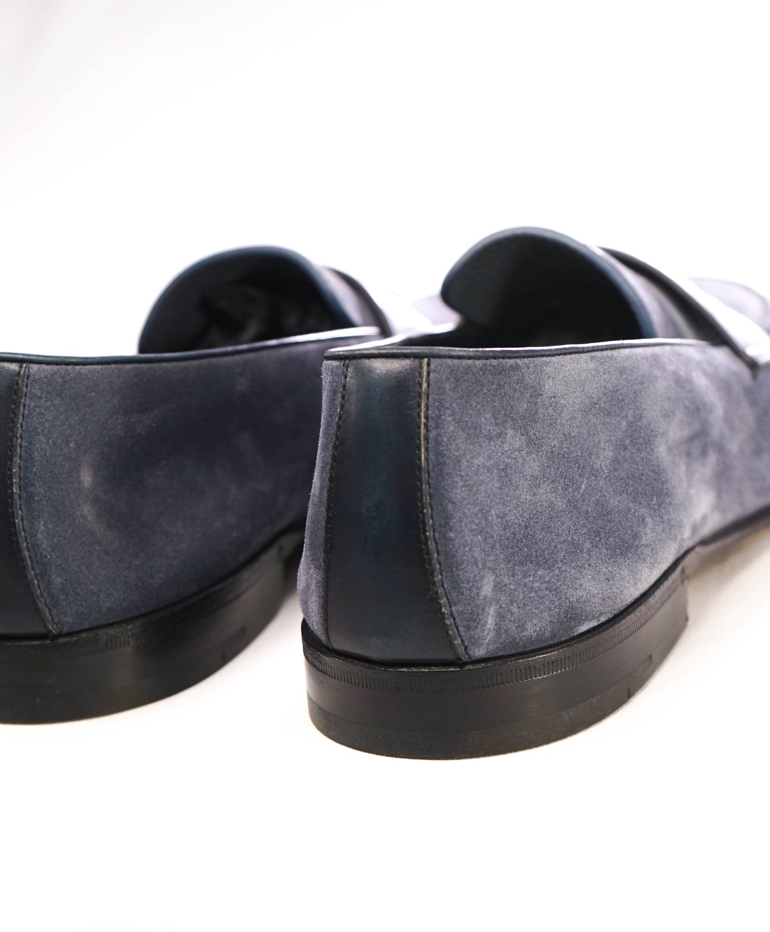 $960 ERMENEGILDO ZEGNA - Blue Suede L'Asola Penny Loafers - 12 US 11EU
