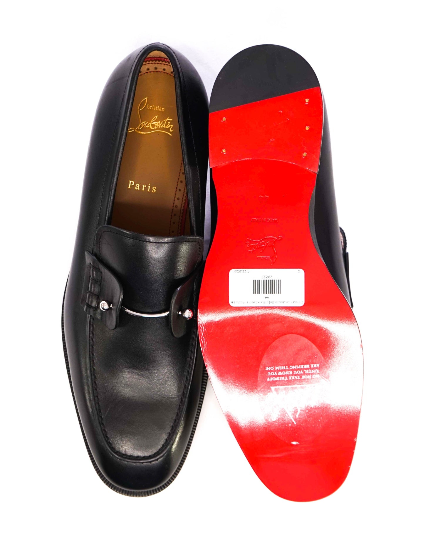 $1,095 Christian Louboutin Solid Black Loafers Leather 11US (44 EU)