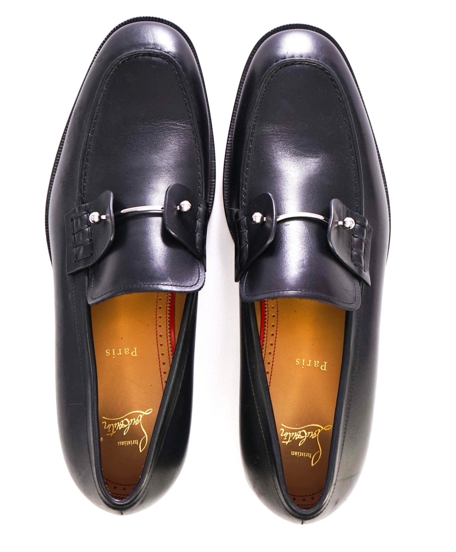 $1,095 Christian Louboutin Solid Black Loafers Leather 11US (44 EU)