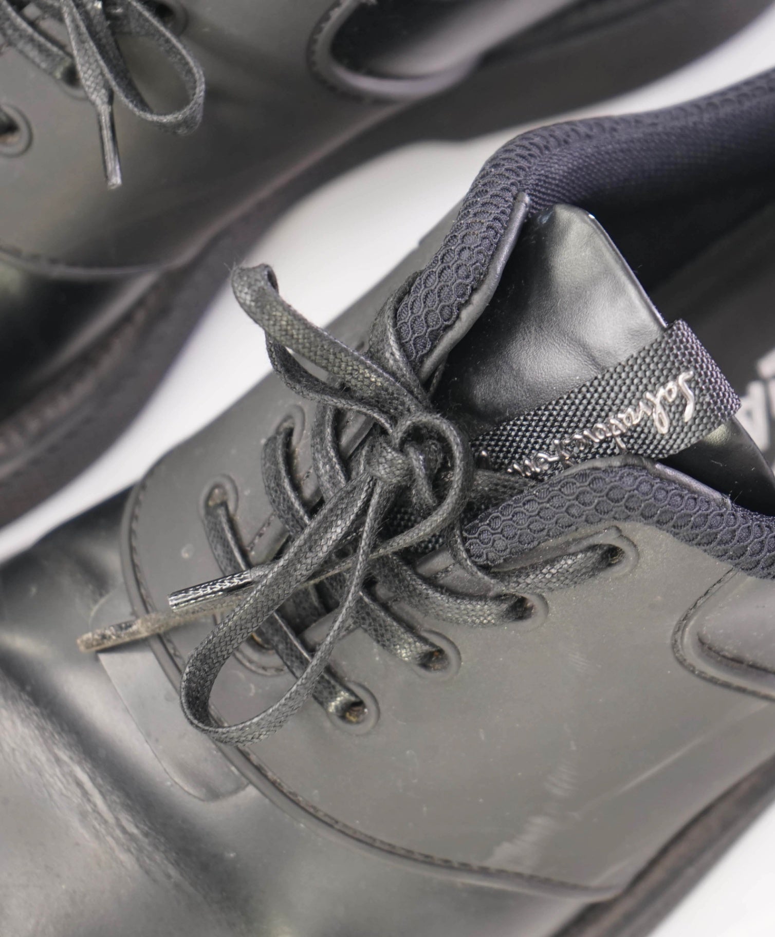 $850 Salvatore Ferragamo Black Sneakers Leather Footwear US 7.5 M