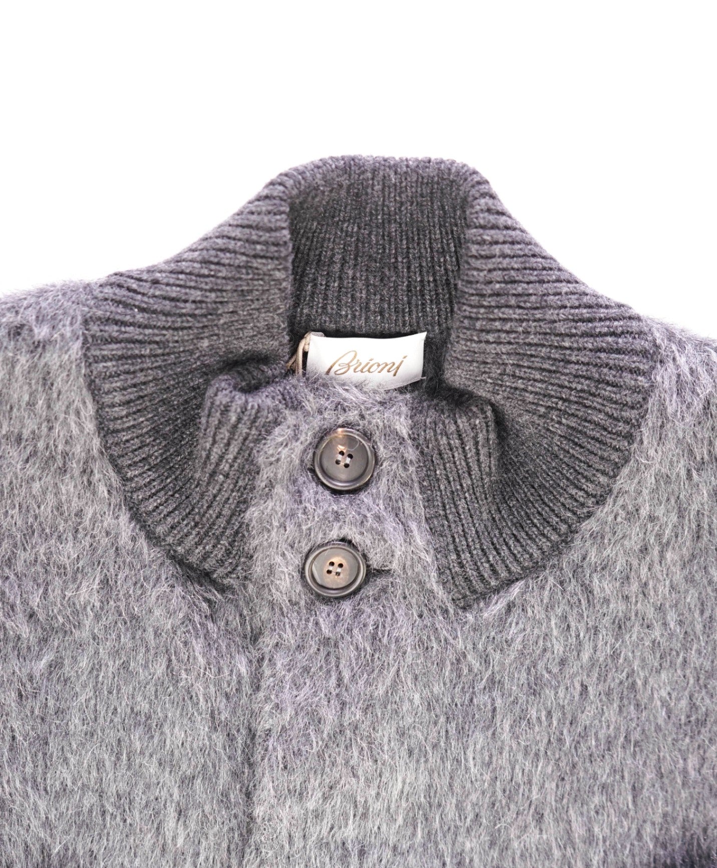 $2,850 Brioni Textured Grey ALPACA Mock Neck Jacket 48US (58EU)