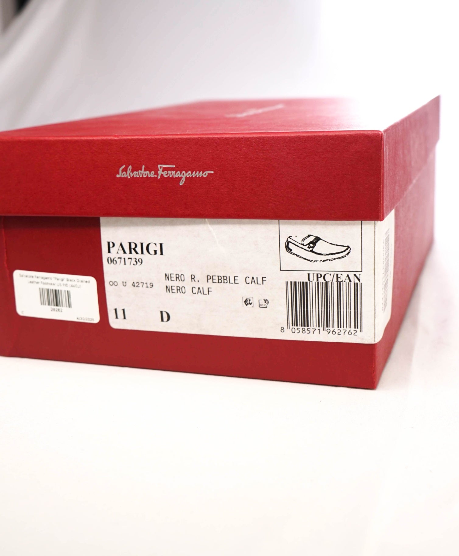 $800 Salvatore Ferragamo "PARIGI" Black Pebbled Leather Loafer 11 D