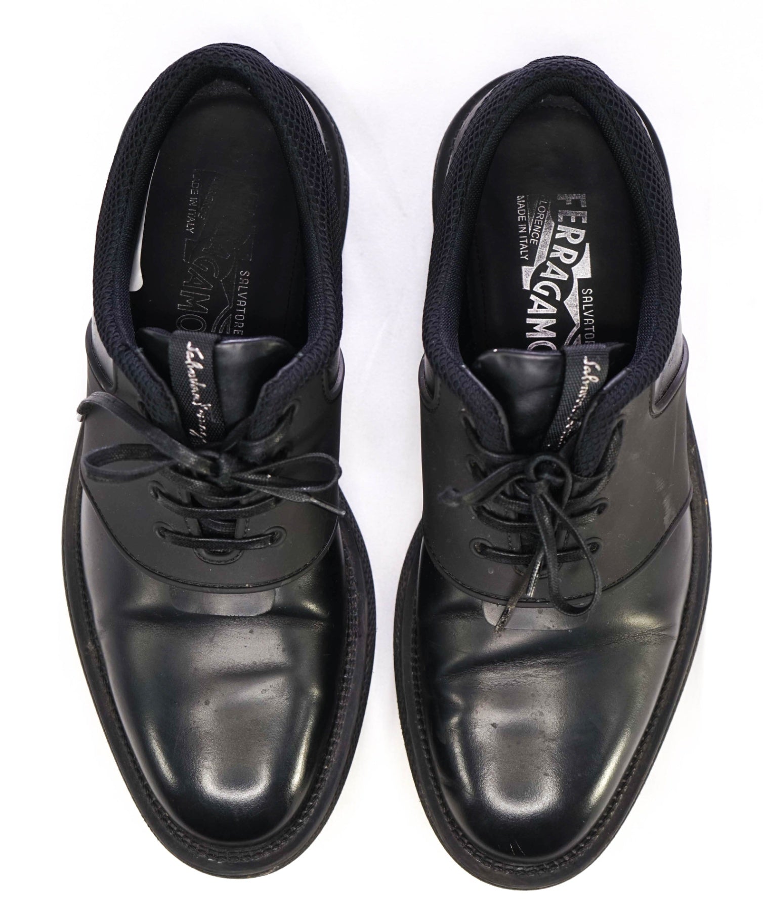 $850 Salvatore Ferragamo Black Sneakers Leather Footwear US 7.5 M