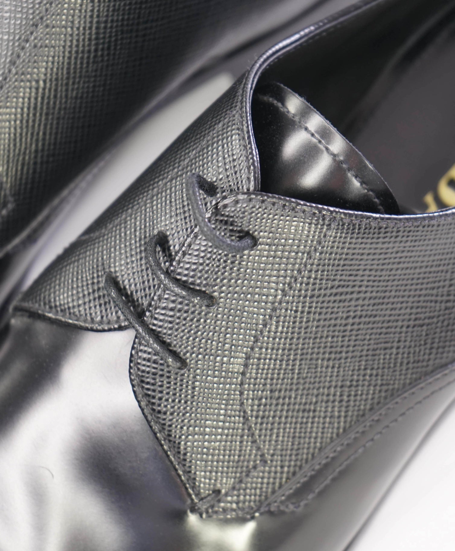 $1,050 Prada Mixed Media SAFFIANO Black Leather Footwear 11US (10UK)