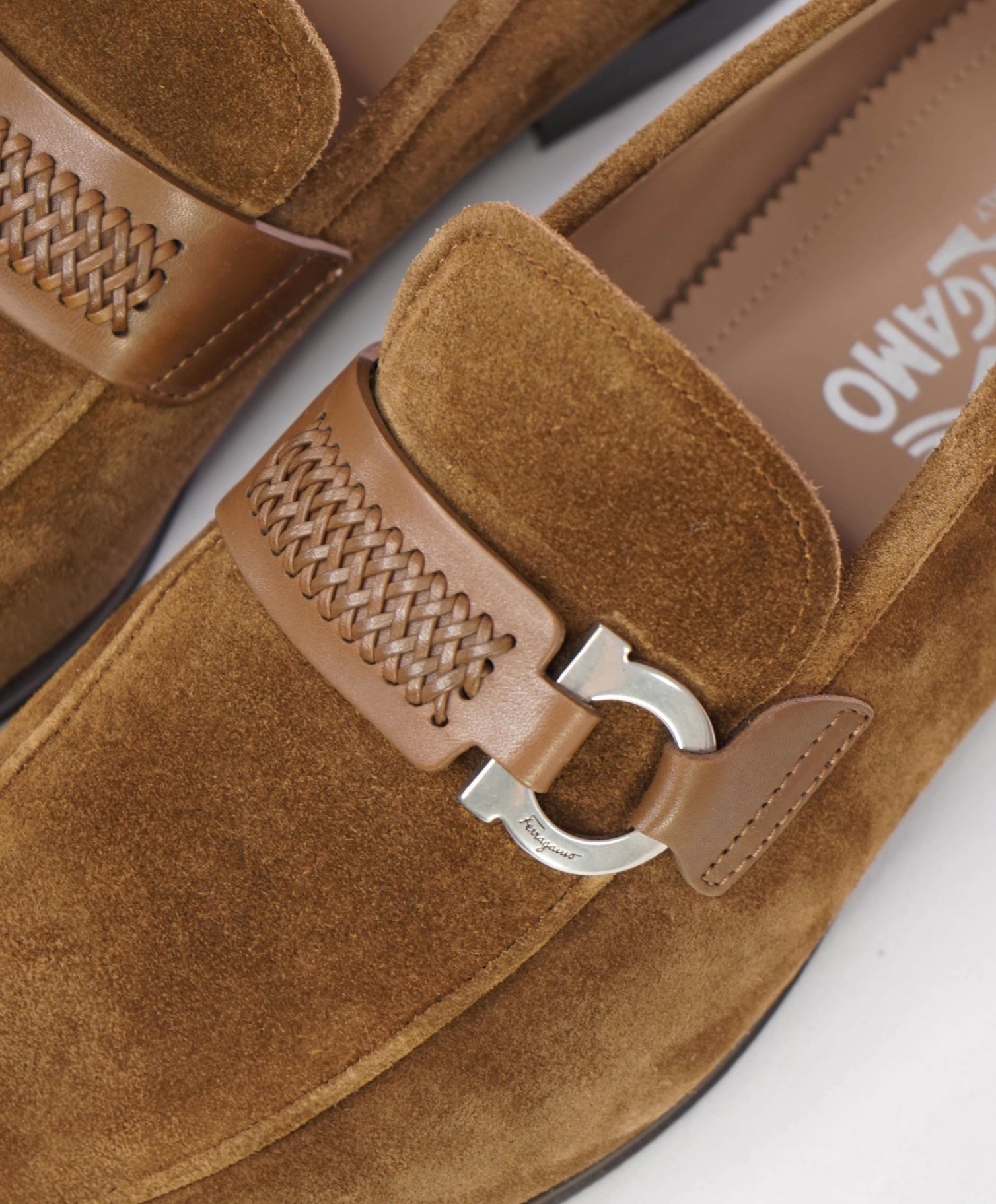 $850 Salvatore Ferragamo "SIDENY Brown Loafers Suede 8 EE