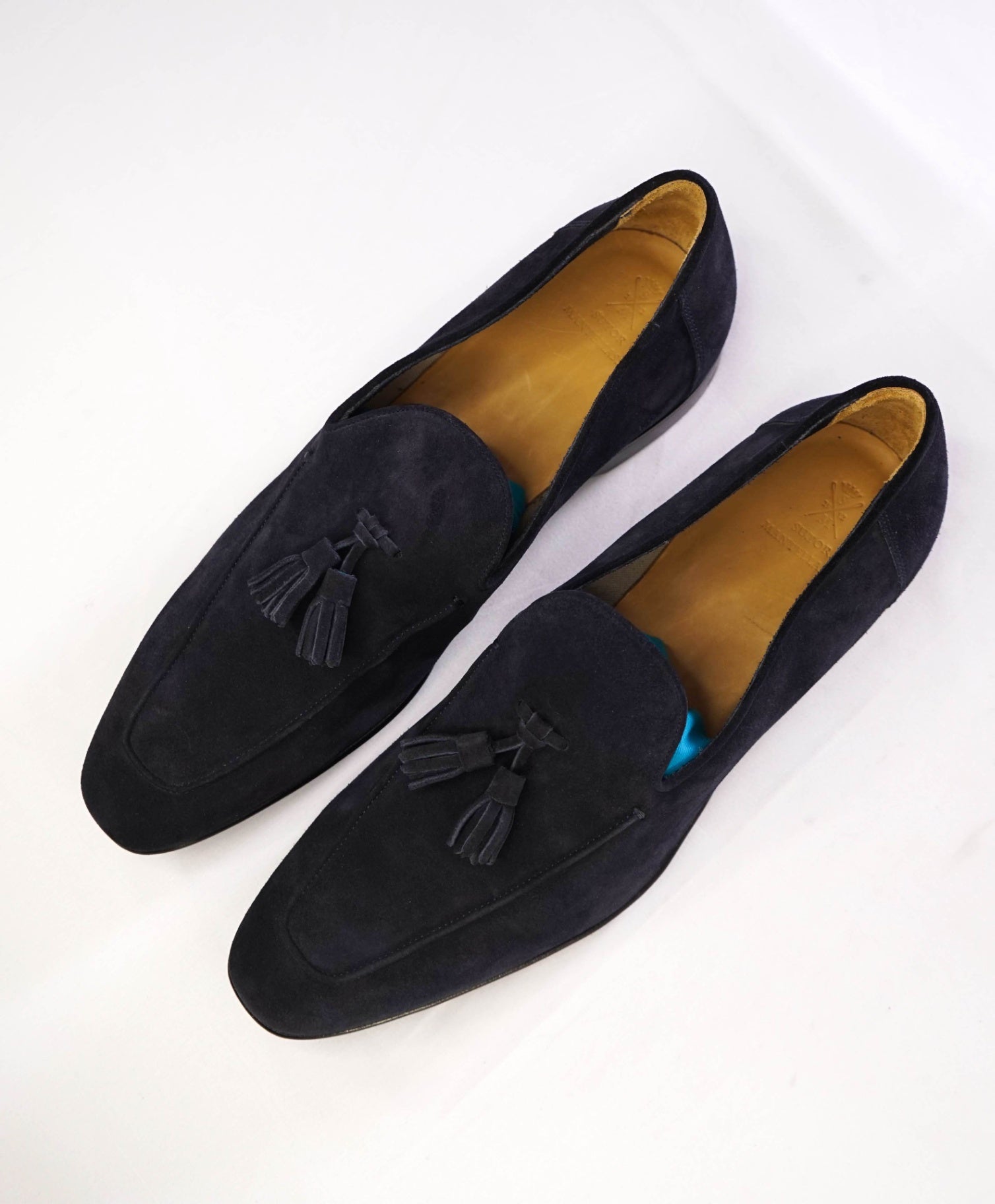 $850 Sutor Mantellassi Navy Tassel Loafers Suede Footwear 11.5
