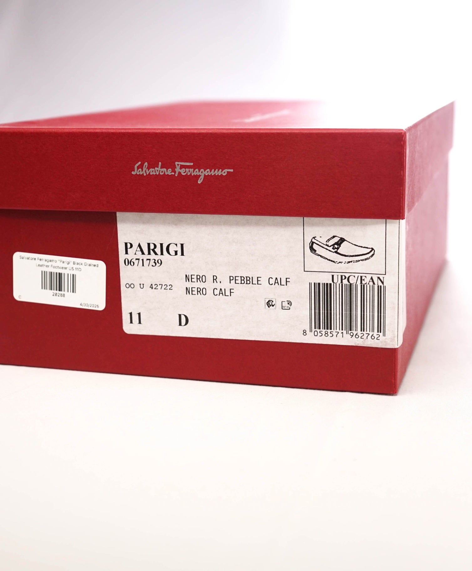 $800 Salvatore Ferragamo "PARIGI" Black Pebbled Leather Loafer 11 D