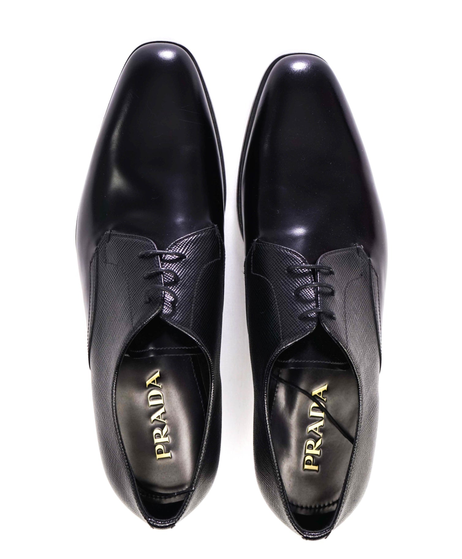 $1,050 Prada Mixed Media SAFFIANO Black Leather Footwear 11US (10UK)