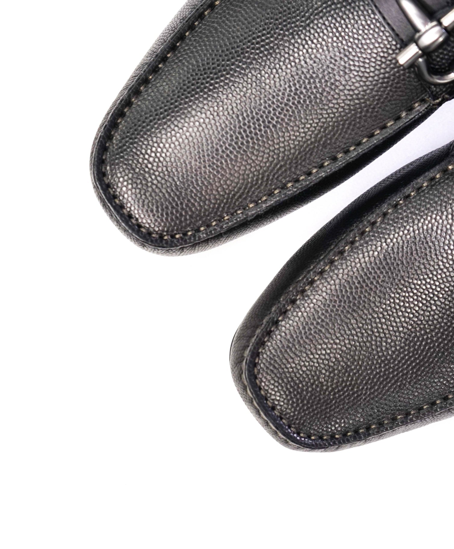 $800 Salvatore Ferragamo "PARIGI" Black Pebbled Leather Loafer 11 D