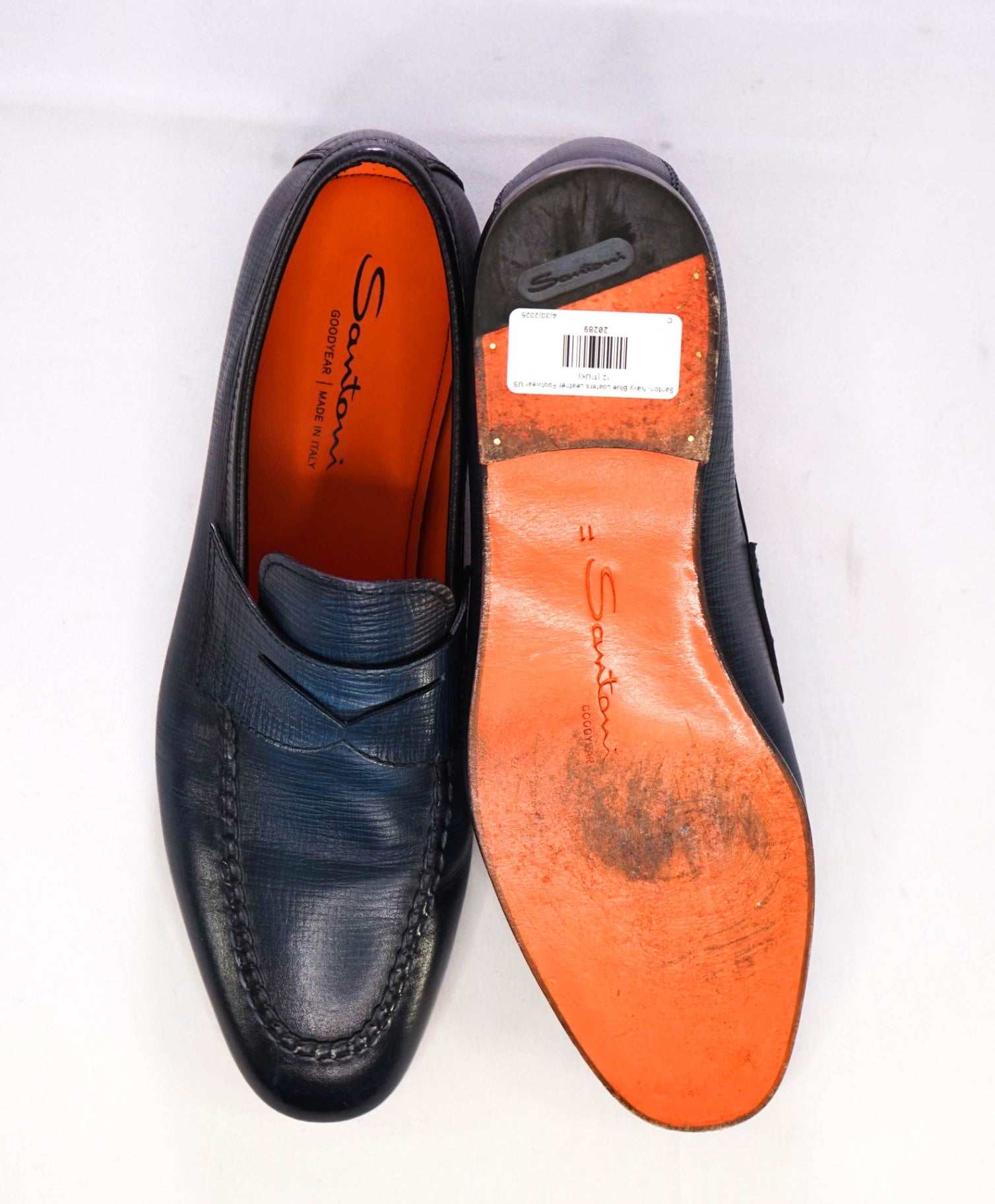 $950 Santoni Blue "GOODYEAR" Loafers Leather US 12 (11UK)