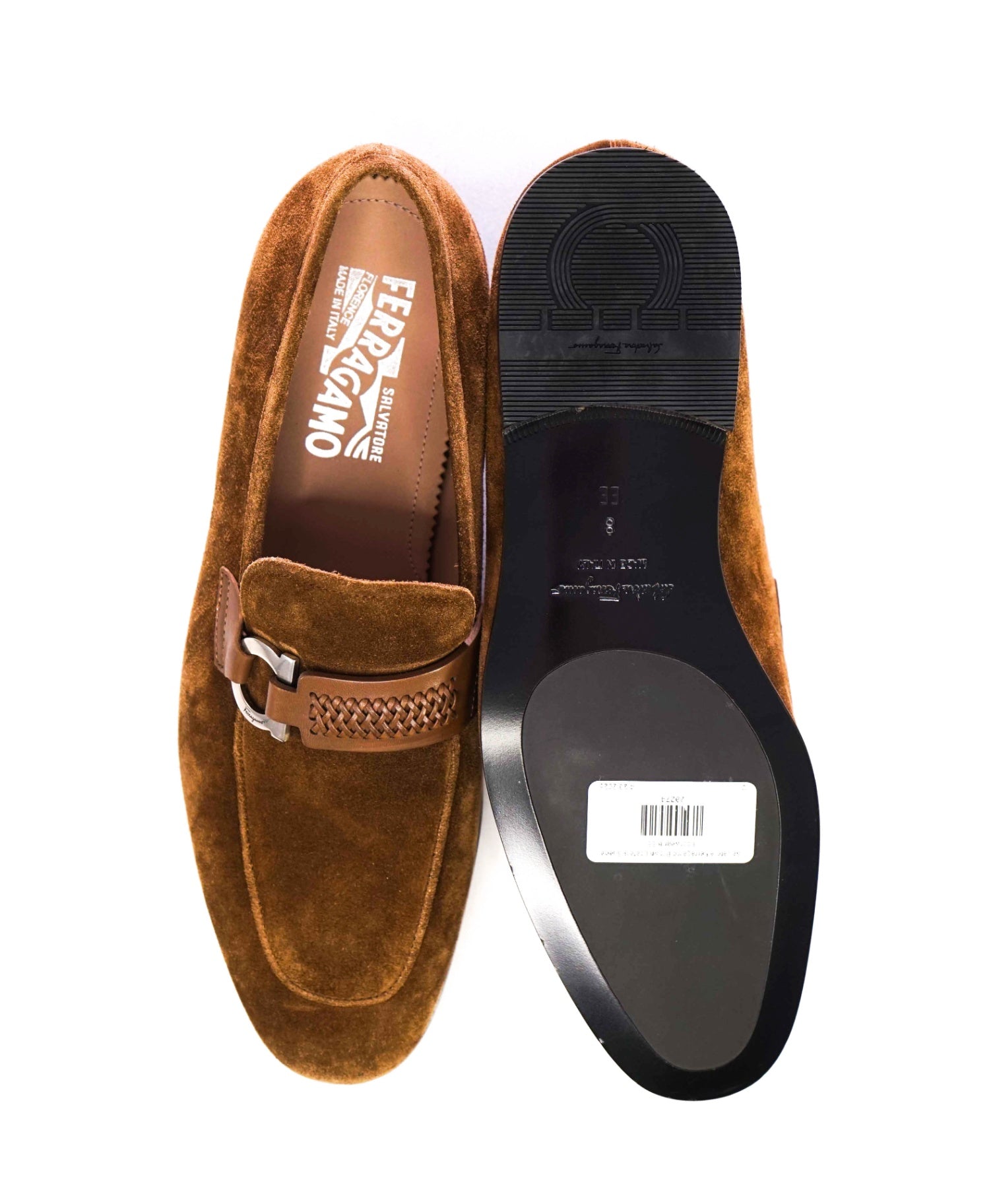 $850 Salvatore Ferragamo "SIDENY Brown Loafers Suede 8 EE