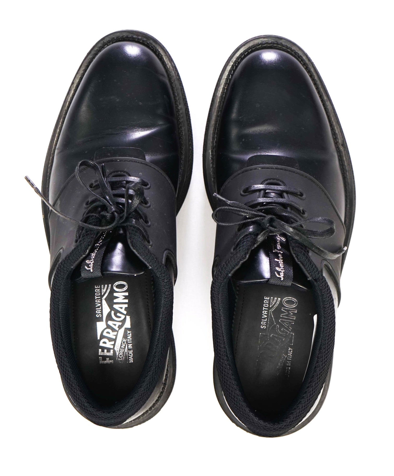 $850 Salvatore Ferragamo Black Sneakers Leather Footwear US 7.5 M