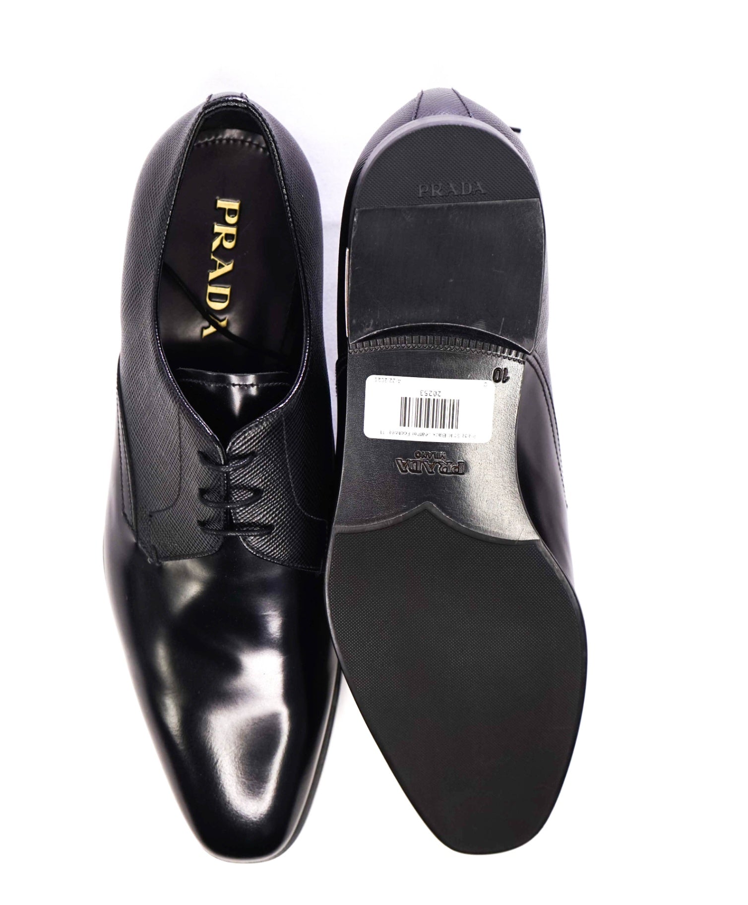 $1,050 Prada Mixed Media SAFFIANO Black Leather Footwear 11US (10UK)