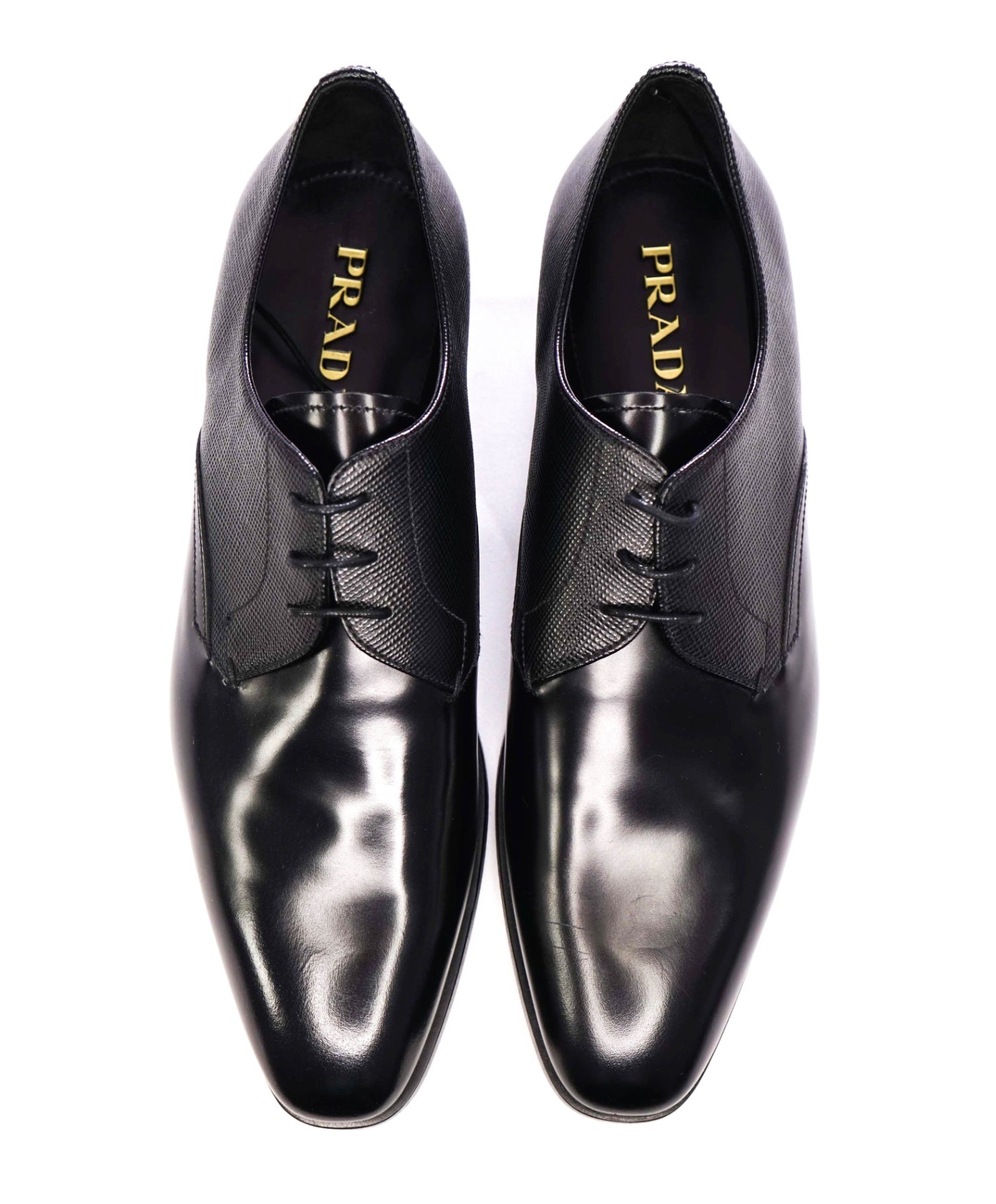 $1,050 Prada Mixed Media SAFFIANO Black Leather Footwear 11US (10UK)