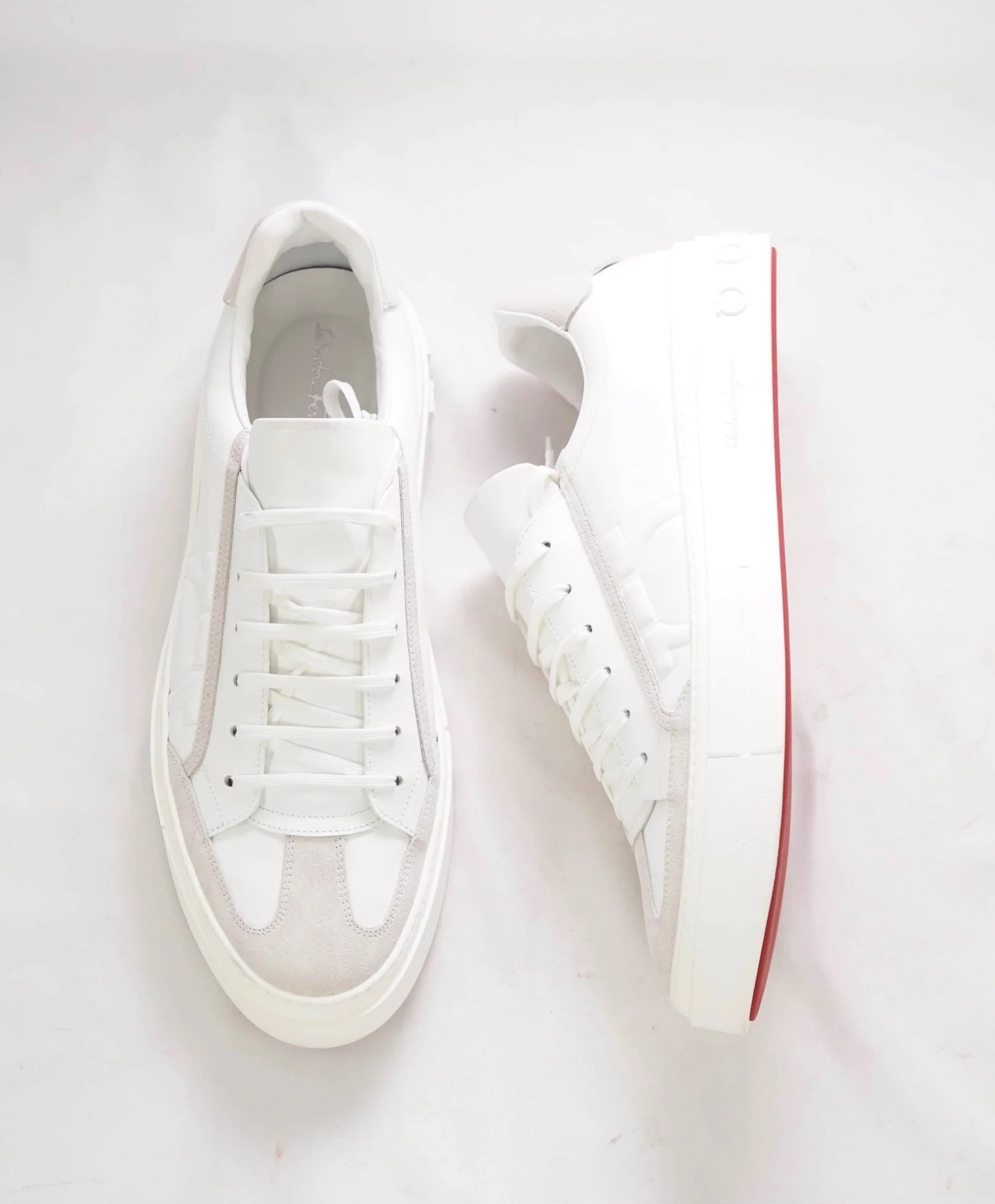 $795 SALVATORE FERRAGAMO - *BORG 5* White Gancini Sneaker - 11 M US