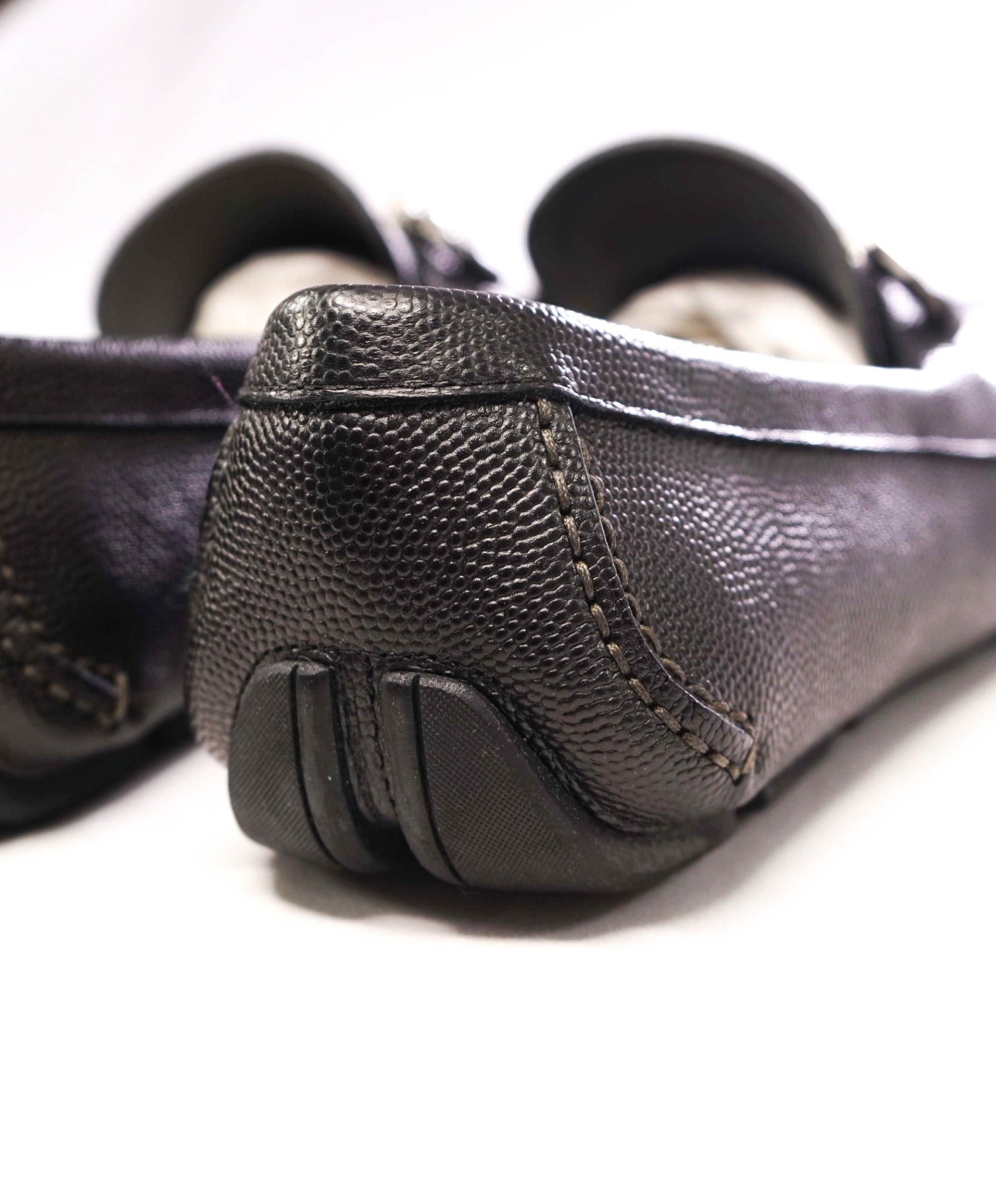 $800 Salvatore Ferragamo "PARIGI" Black Pebbled Leather Loafer 11 D