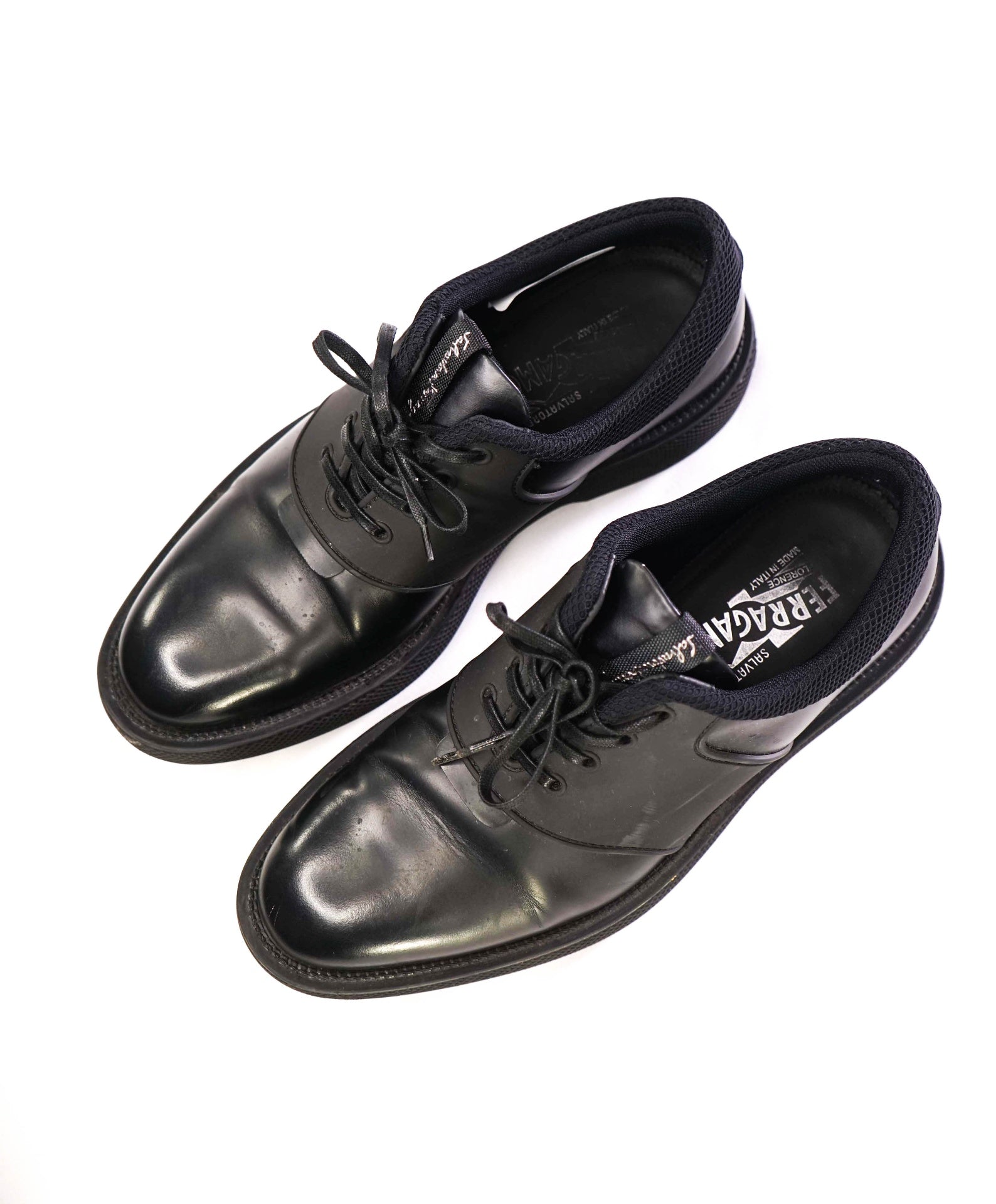 $850 Salvatore Ferragamo Black Sneakers Leather Footwear US 7.5 M
