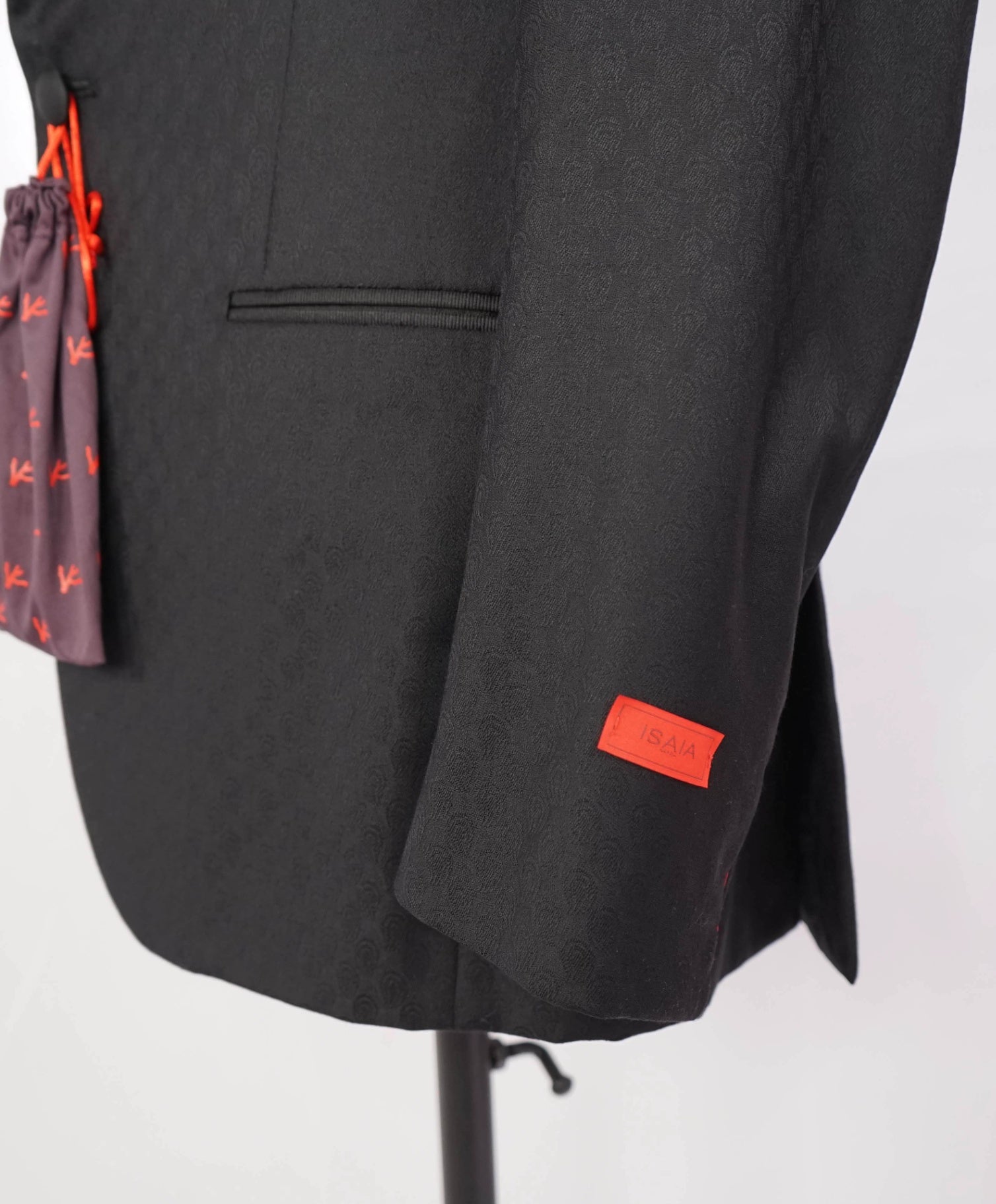 $4,900 ISAIA Black Paisley Peak Lapel Wool Dinner Jacket Blazer 38R