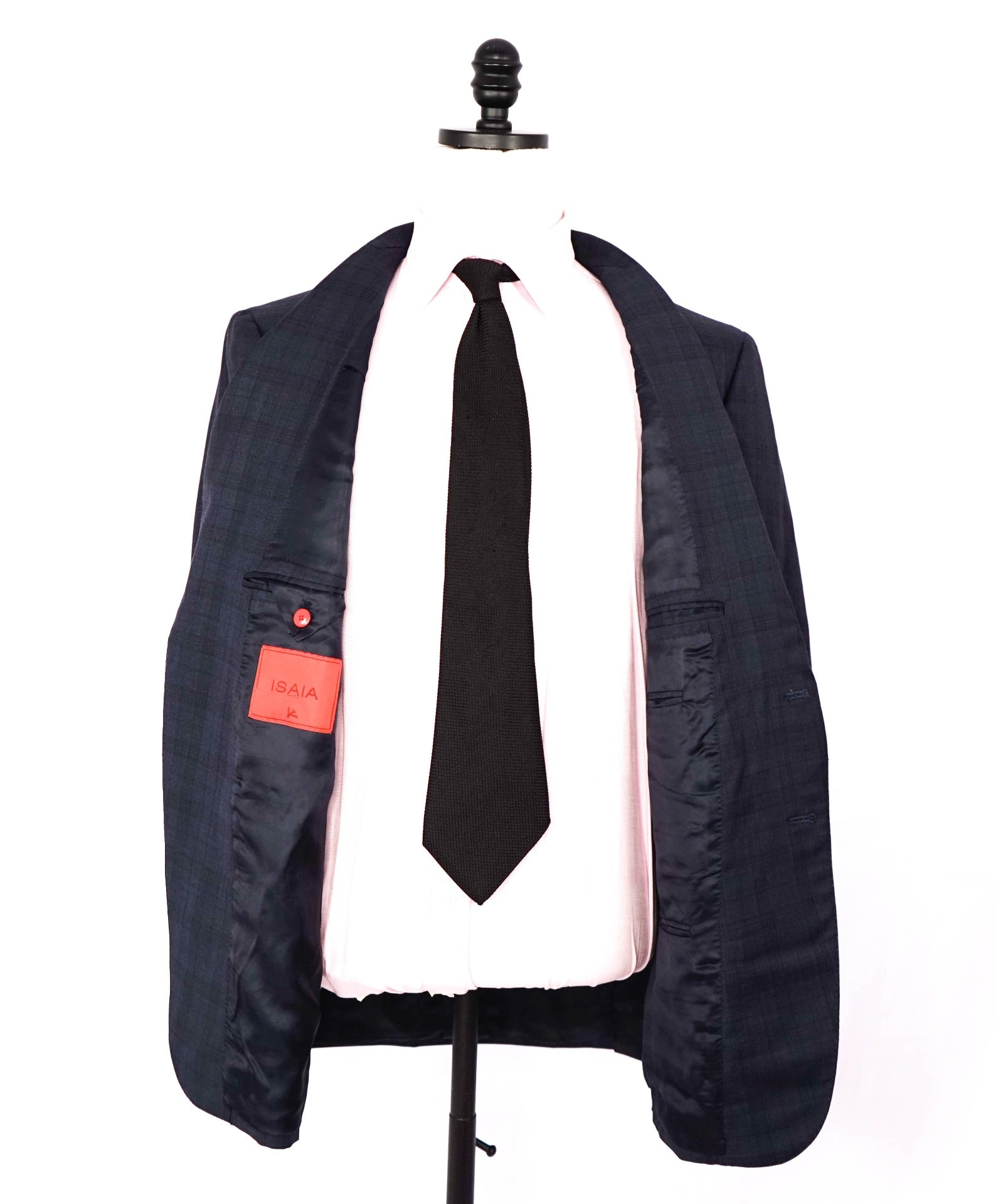 $4,500 ISAIA Navy Plaid Check Wool 2-Piece Suit 42R