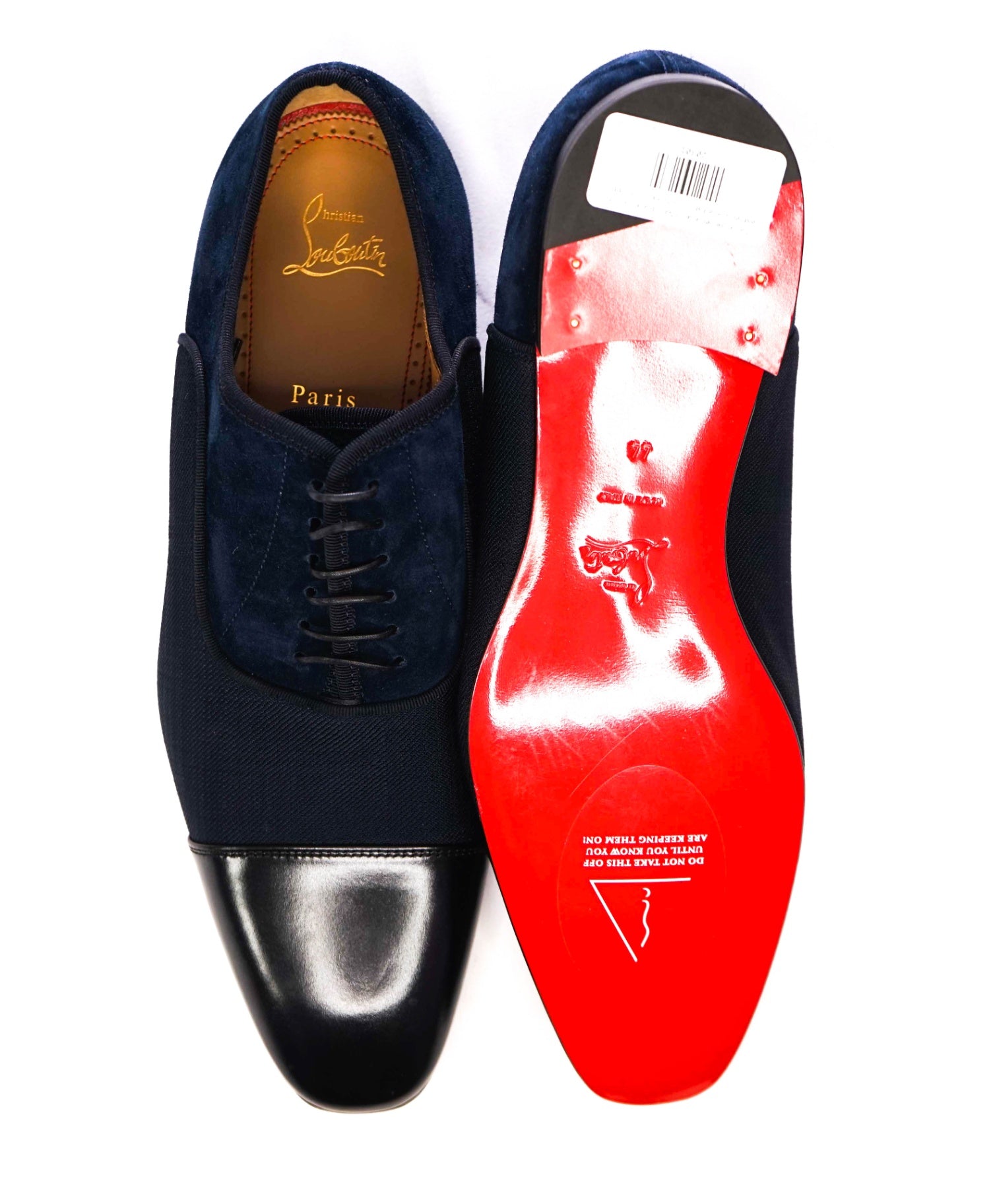 $1,050 CHRISTIAN LOUBOUTIN - *GREGGO* Suede Navy Blue Oxfords - 11 US (44EU)
