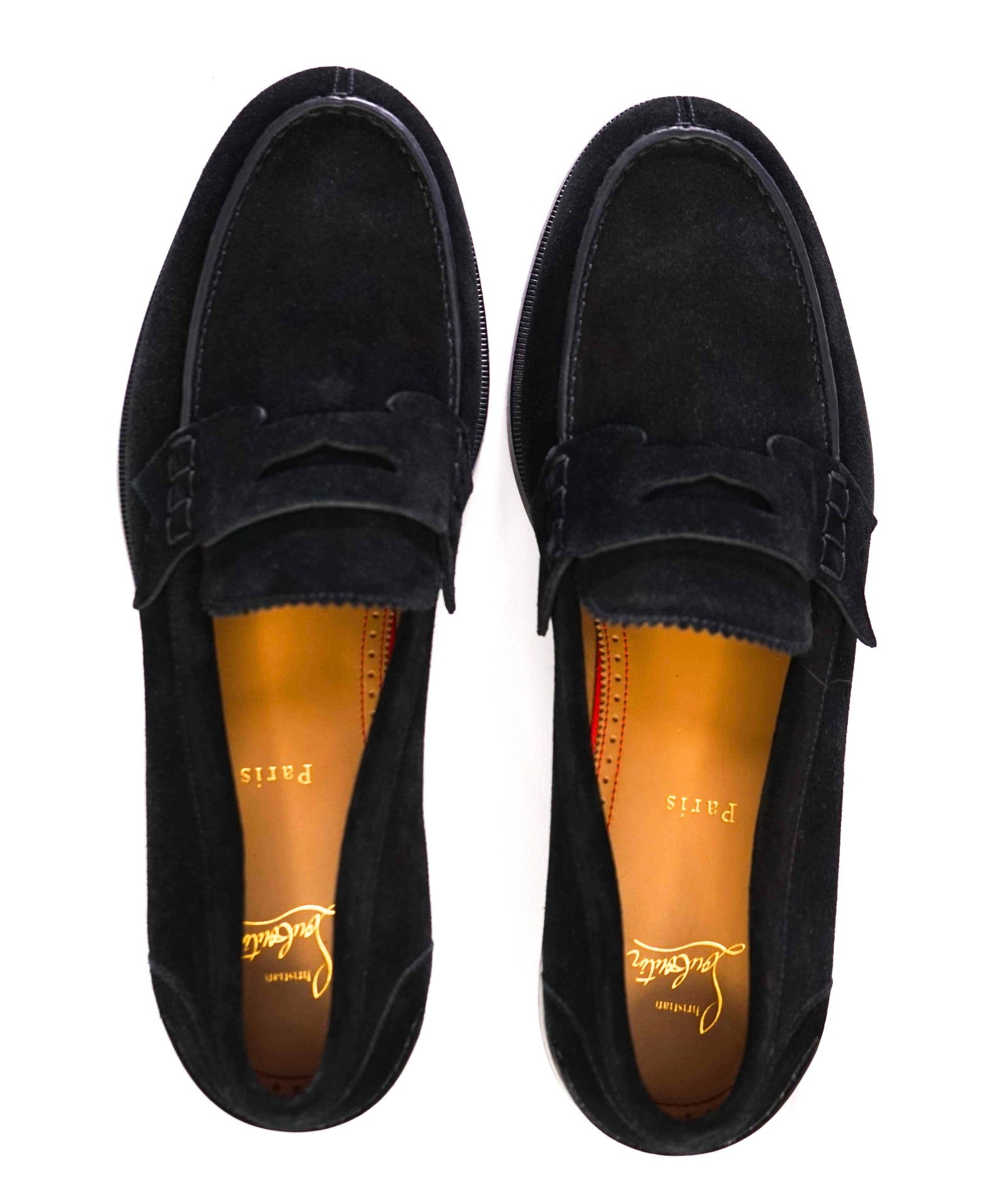 $1,145 CHRISTIAN LOUBOUTIN - *PENNY* Black Suede Loafers - 12 US (45EU)