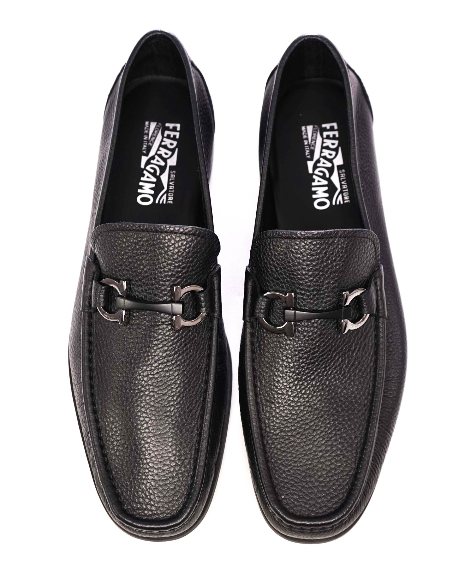 $850 SALVATORE FERRAGAMO - “GRANDIOSO" Gancini Bit Loafer Black Leather -  11EE